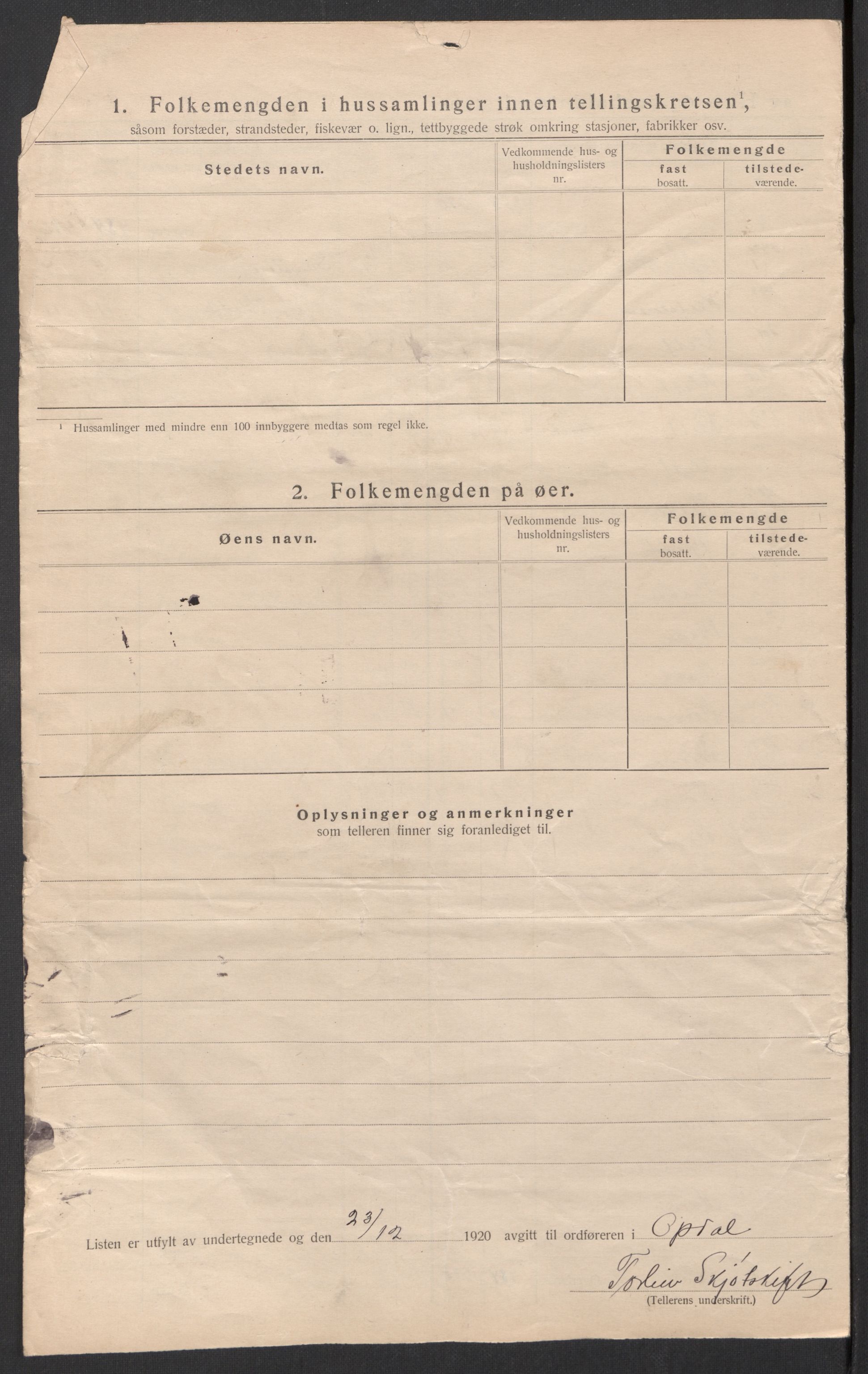 SAT, 1920 census for Oppdal, 1920, p. 35