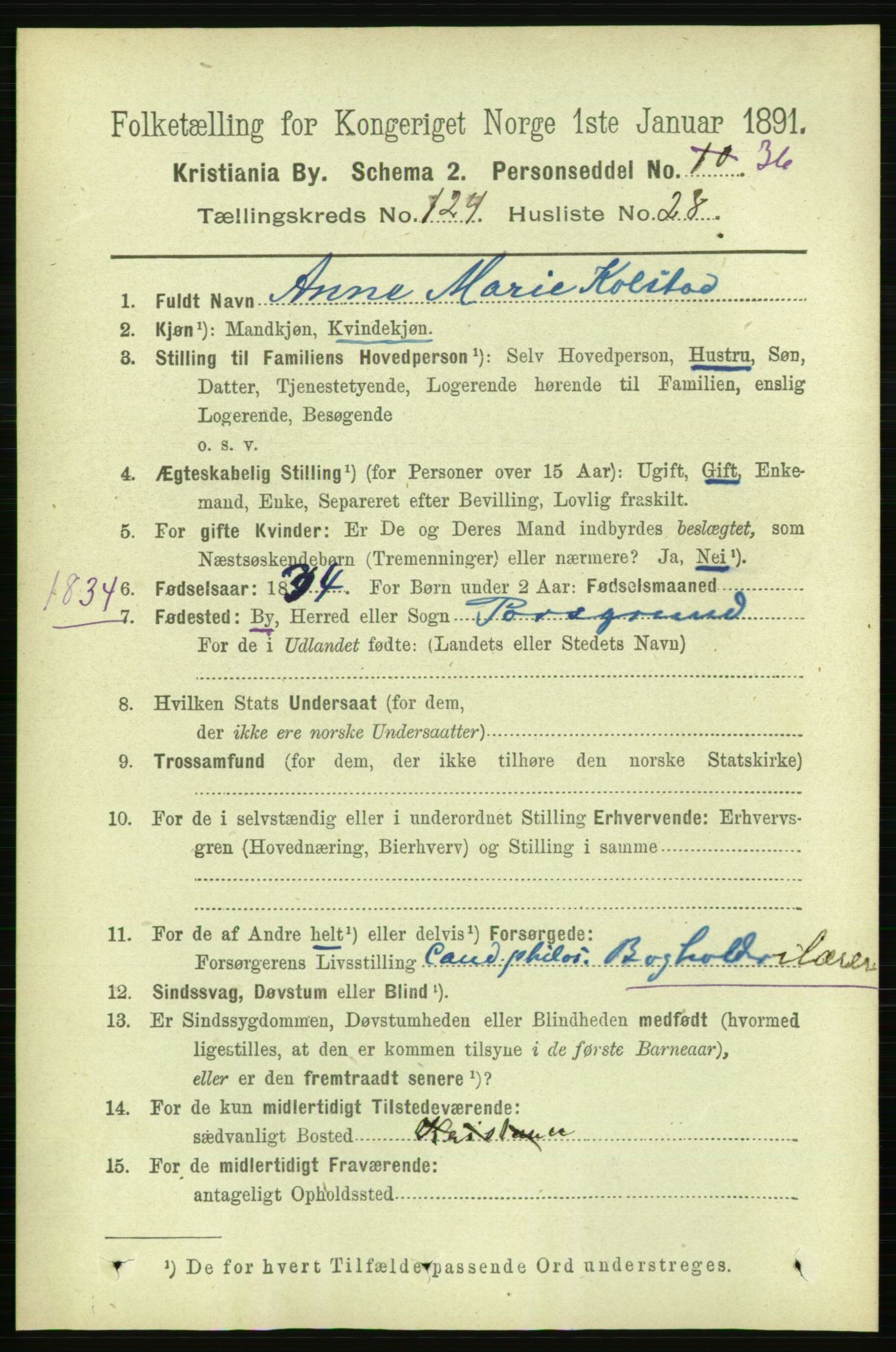 RA, 1891 census for 0301 Kristiania, 1891, p. 66069