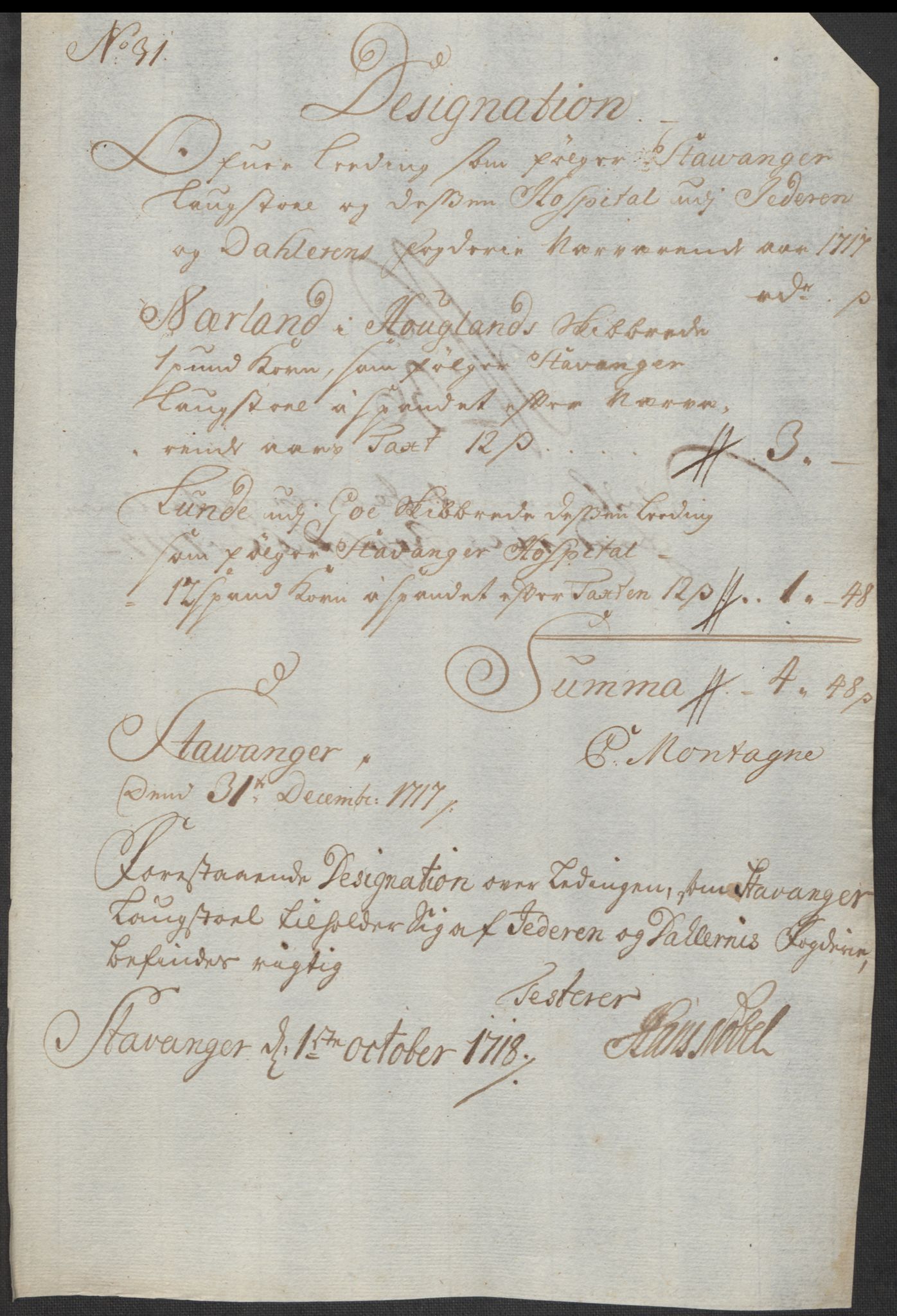 Rentekammeret inntil 1814, Reviderte regnskaper, Fogderegnskap, RA/EA-4092/R46/L2742: Fogderegnskap Jæren og Dalane, 1717, p. 157