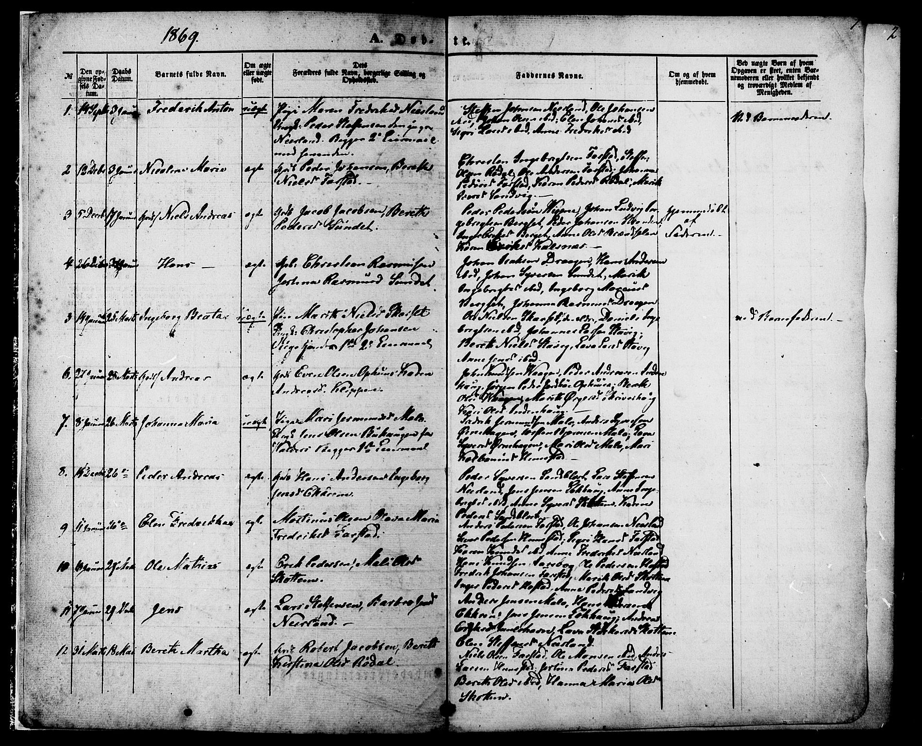 Ministerialprotokoller, klokkerbøker og fødselsregistre - Møre og Romsdal, SAT/A-1454/566/L0768: Parish register (official) no. 566A07, 1869-1881, p. 1