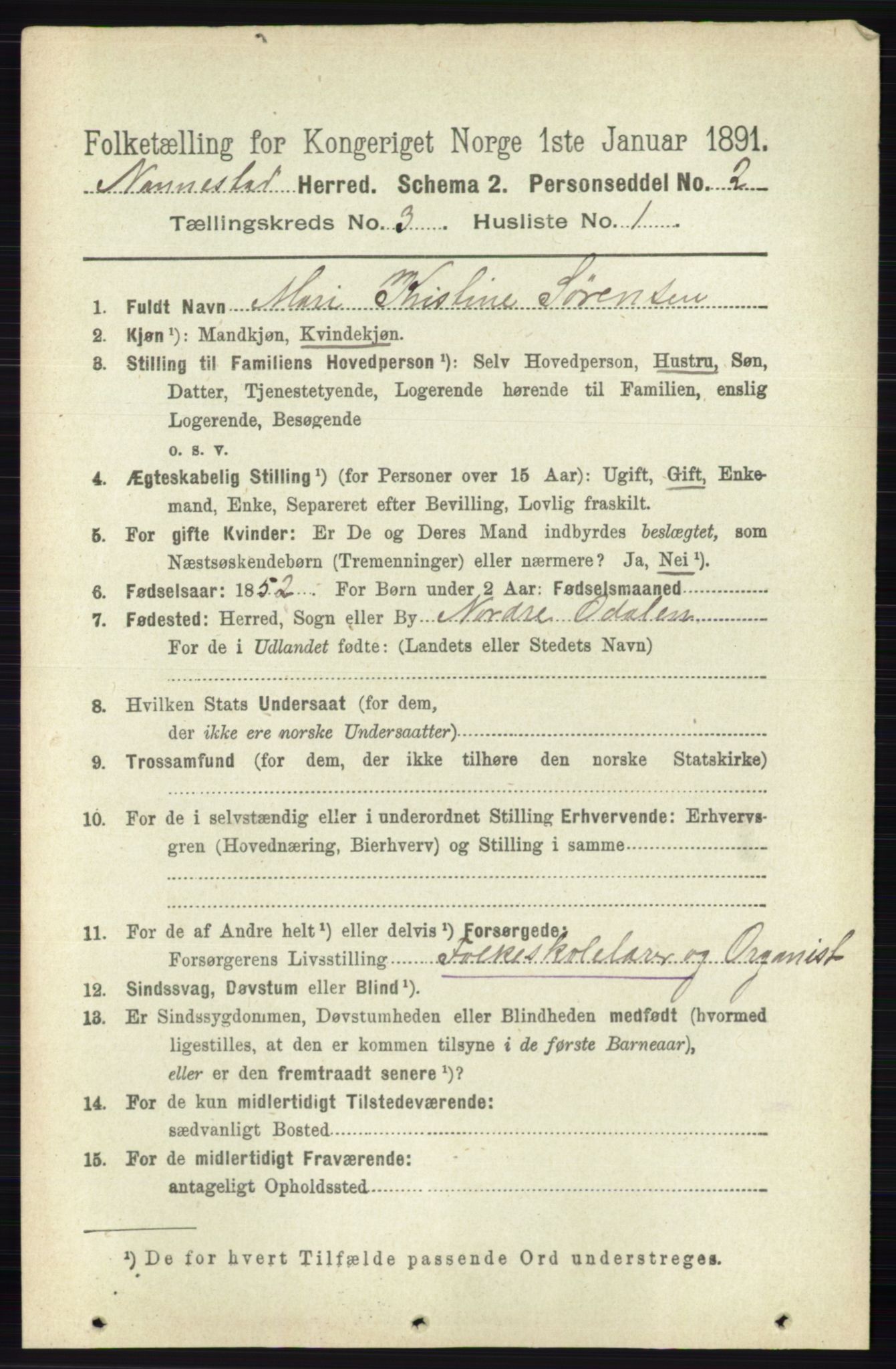 RA, 1891 census for 0238 Nannestad, 1891, p. 1466