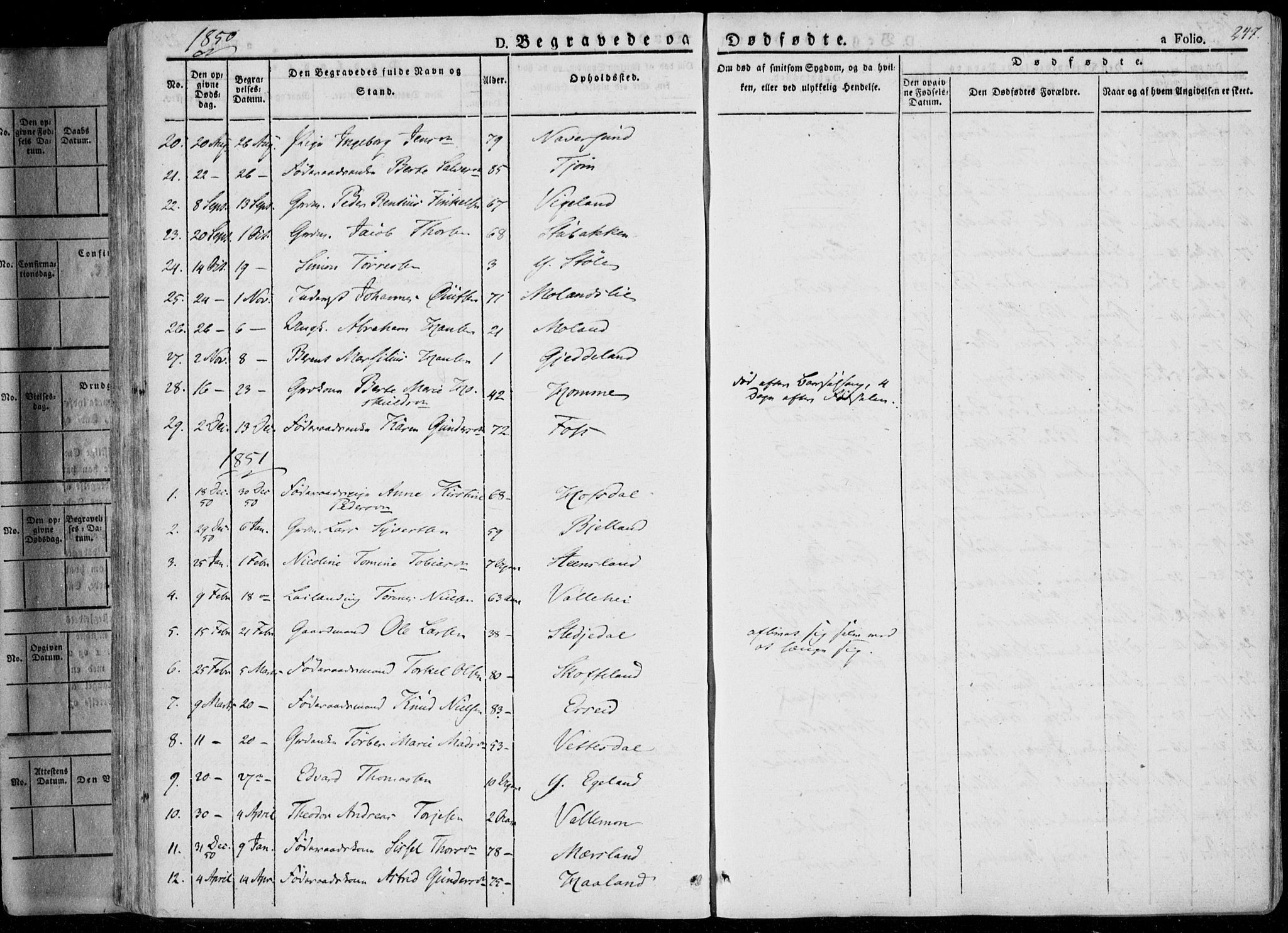 Sør-Audnedal sokneprestkontor, SAK/1111-0039/F/Fa/Fab/L0006: Parish register (official) no. A 6, 1829-1855, p. 247