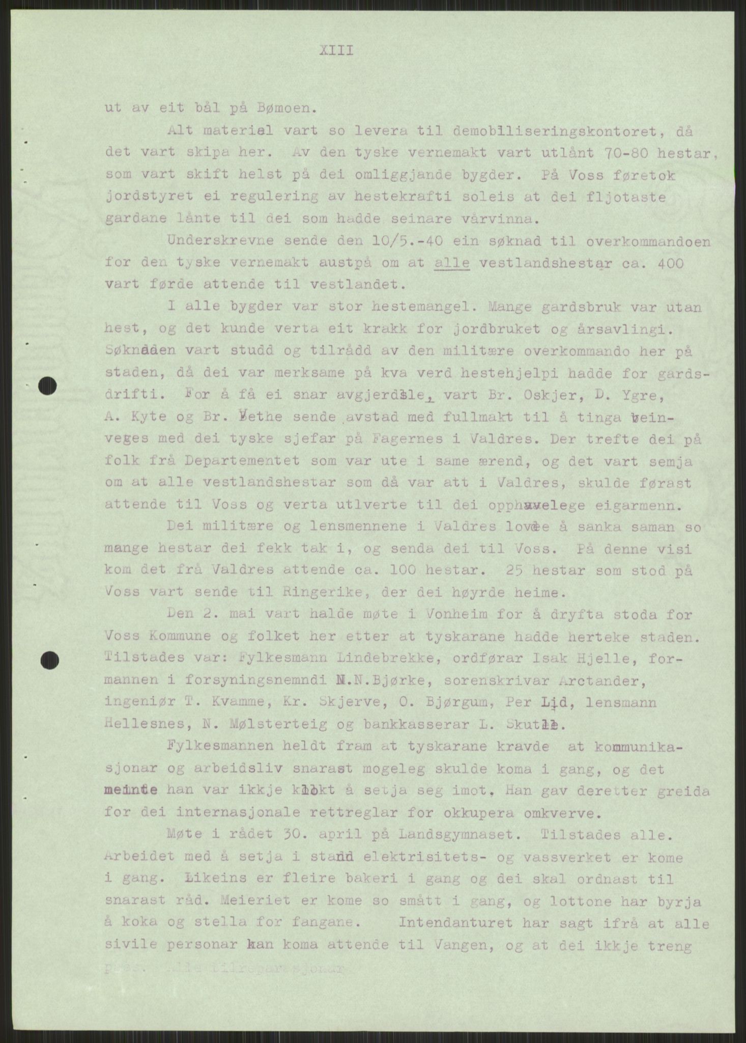 Forsvaret, Forsvarets krigshistoriske avdeling, RA/RAFA-2017/Y/Ya/L0015: II-C-11-31 - Fylkesmenn.  Rapporter om krigsbegivenhetene 1940., 1940, p. 451