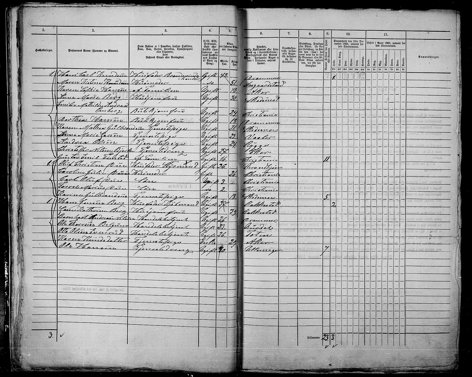 RA, 1865 census for Kristiania, 1865, p. 1141