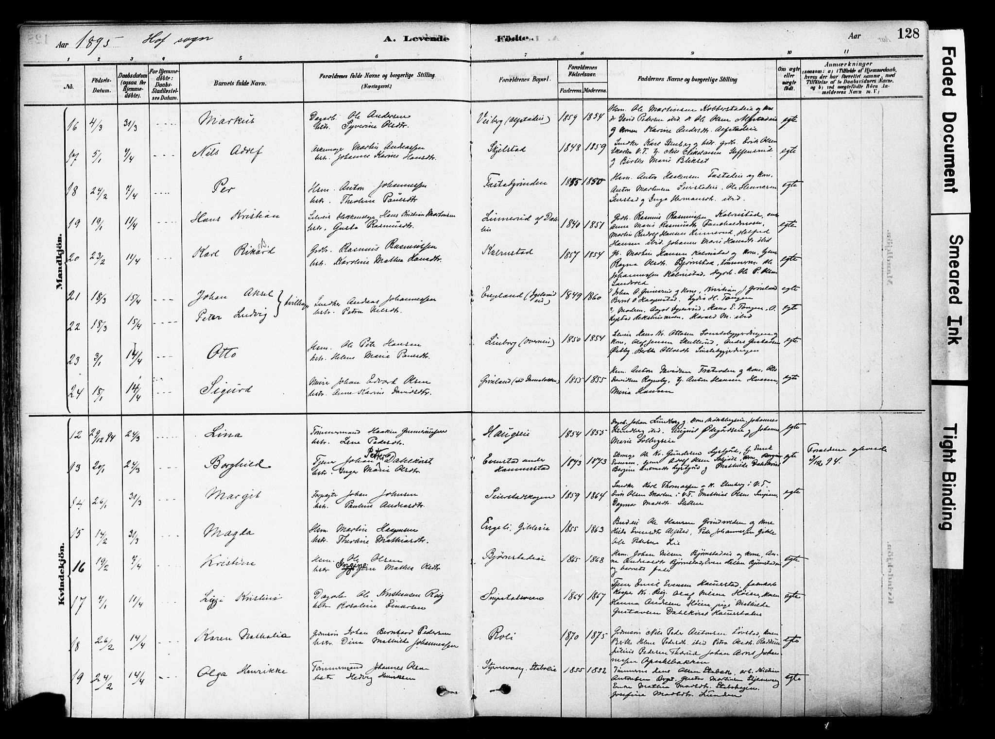 Østre Toten prestekontor, AV/SAH-PREST-104/H/Ha/Haa/L0006: Parish register (official) no. 6 /1, 1878-1896, p. 128