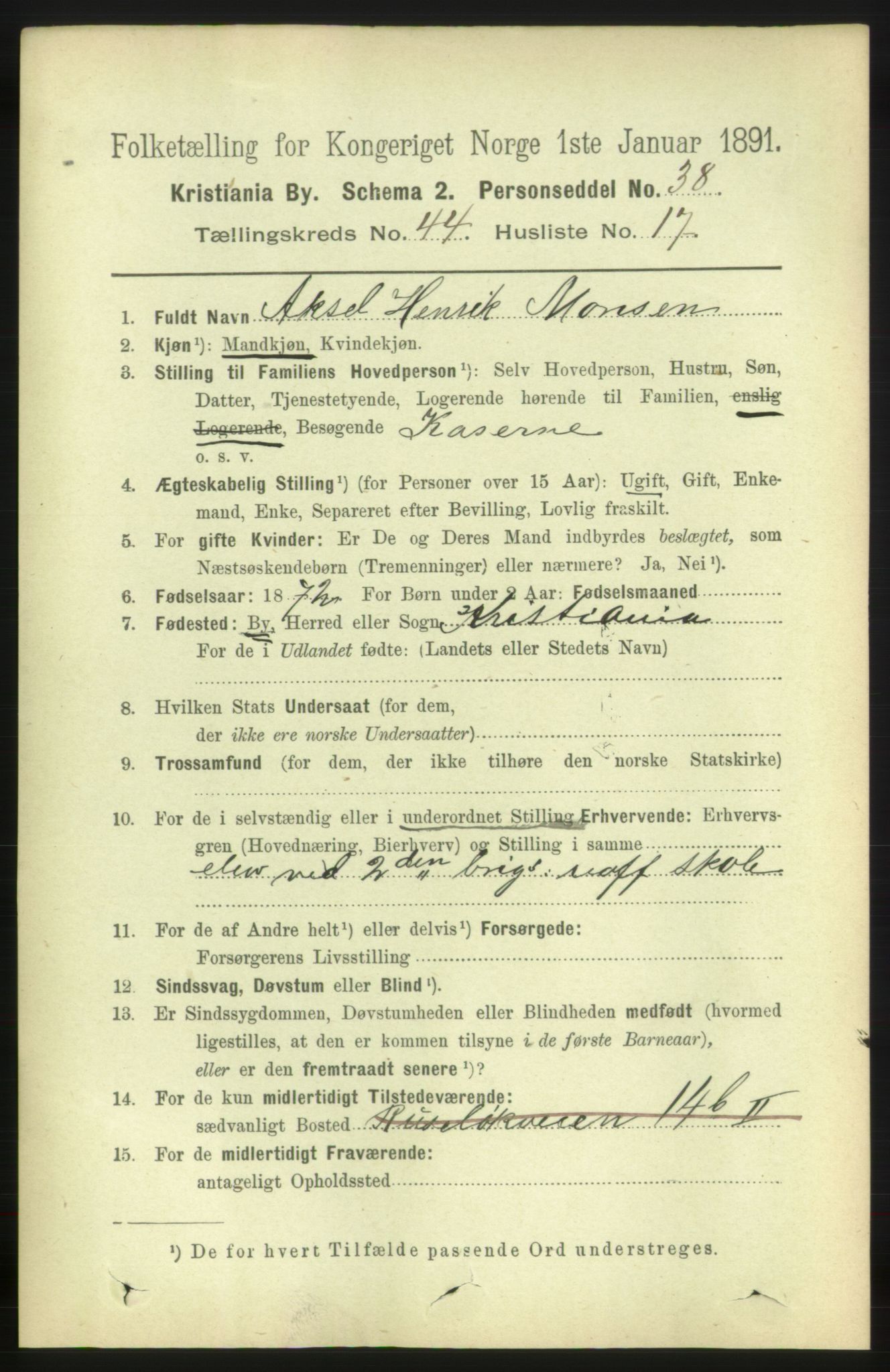 RA, 1891 census for 0301 Kristiania, 1891, p. 27153