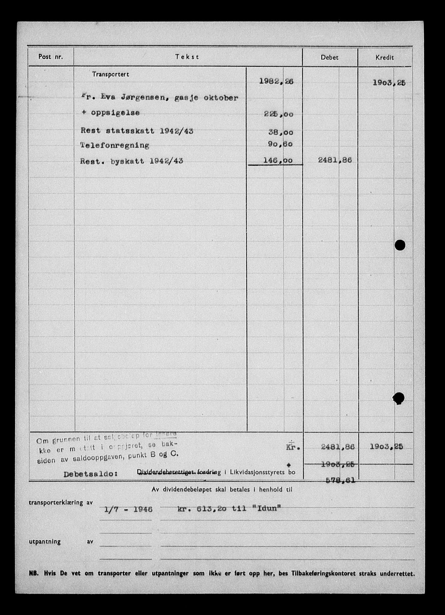 Justisdepartementet, Tilbakeføringskontoret for inndratte formuer, AV/RA-S-1564/H/Hc/Hcc/L0972: --, 1945-1947, p. 122