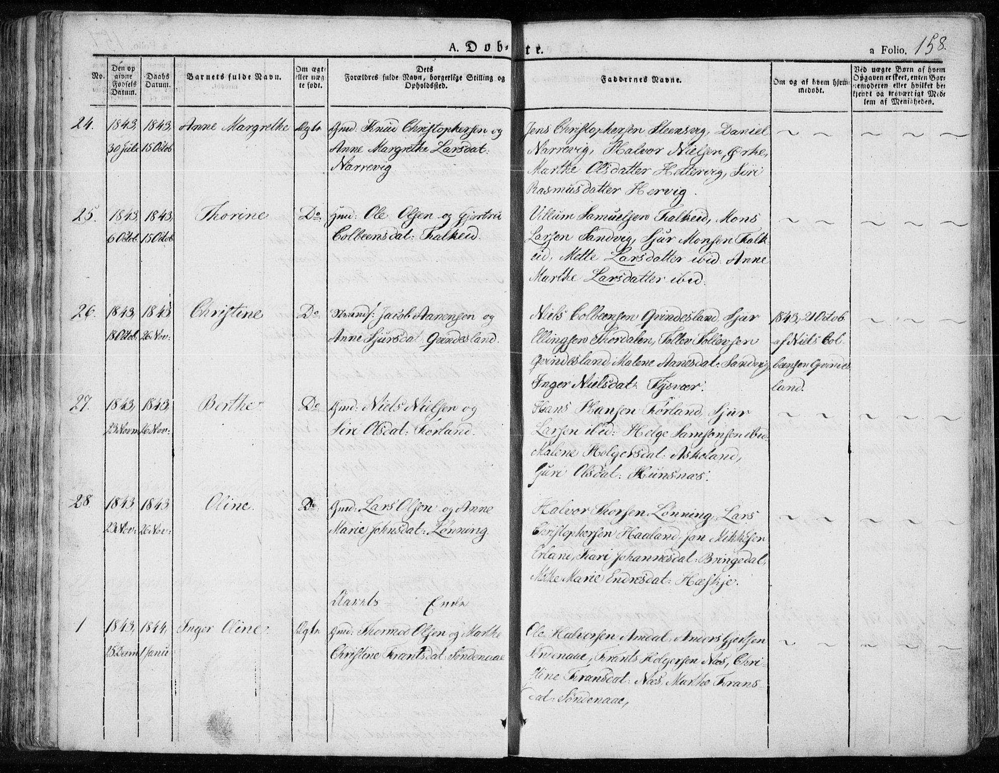 Tysvær sokneprestkontor, SAST/A -101864/H/Ha/Haa/L0001: Parish register (official) no. A 1.1, 1831-1856, p. 158