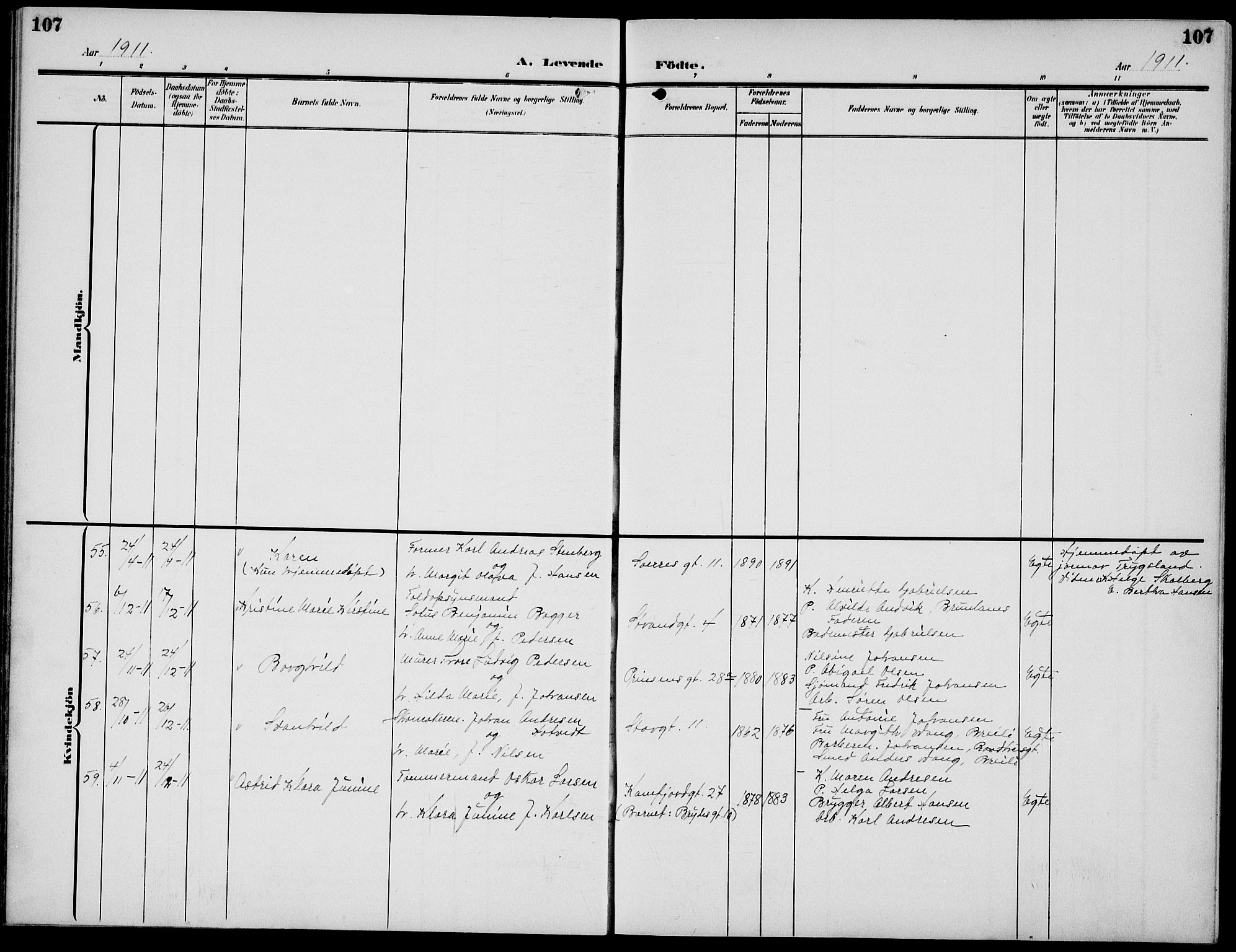 Sandefjord kirkebøker, AV/SAKO-A-315/G/Ga/L0003: Parish register (copy) no. 3, 1903-1920, p. 107