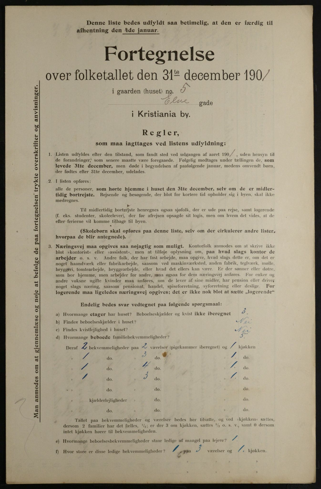 OBA, Municipal Census 1901 for Kristiania, 1901, p. 3313