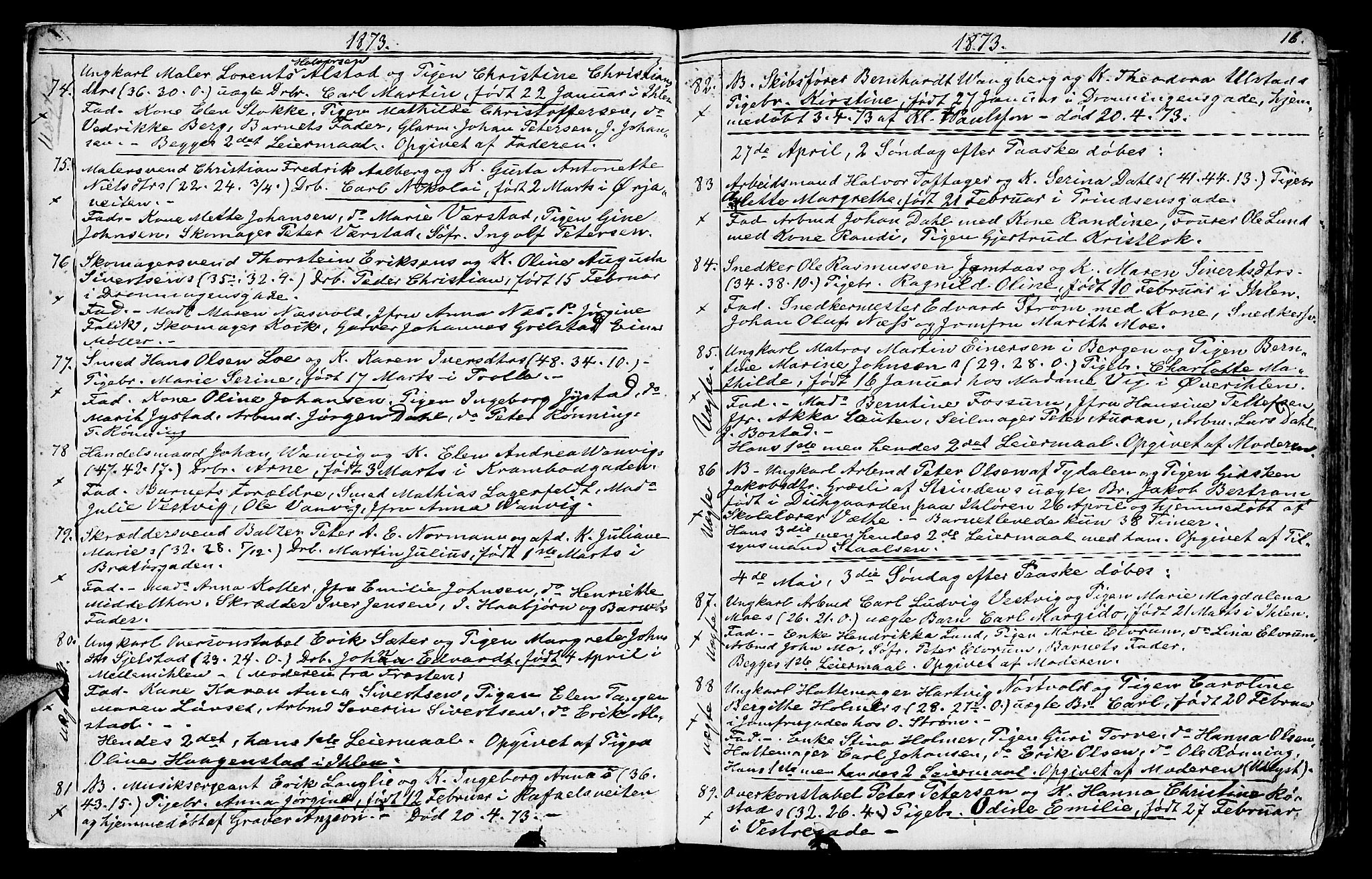 Ministerialprotokoller, klokkerbøker og fødselsregistre - Sør-Trøndelag, SAT/A-1456/602/L0142: Parish register (copy) no. 602C10, 1872-1894, p. 16