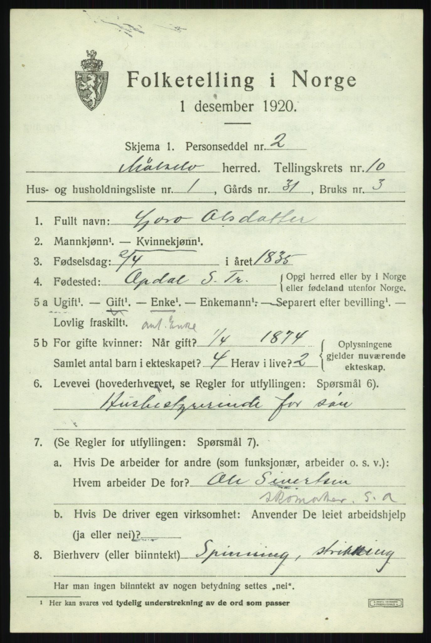 SATØ, 1920 census for Målselv, 1920, p. 5477