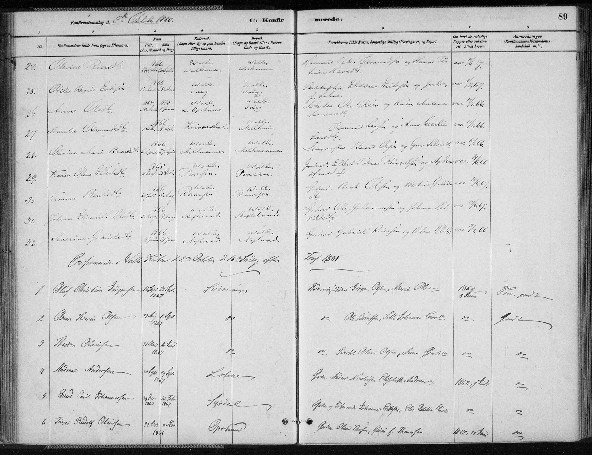 Sør-Audnedal sokneprestkontor, AV/SAK-1111-0039/F/Fa/Fab/L0009: Parish register (official) no. A 9, 1880-1895, p. 89