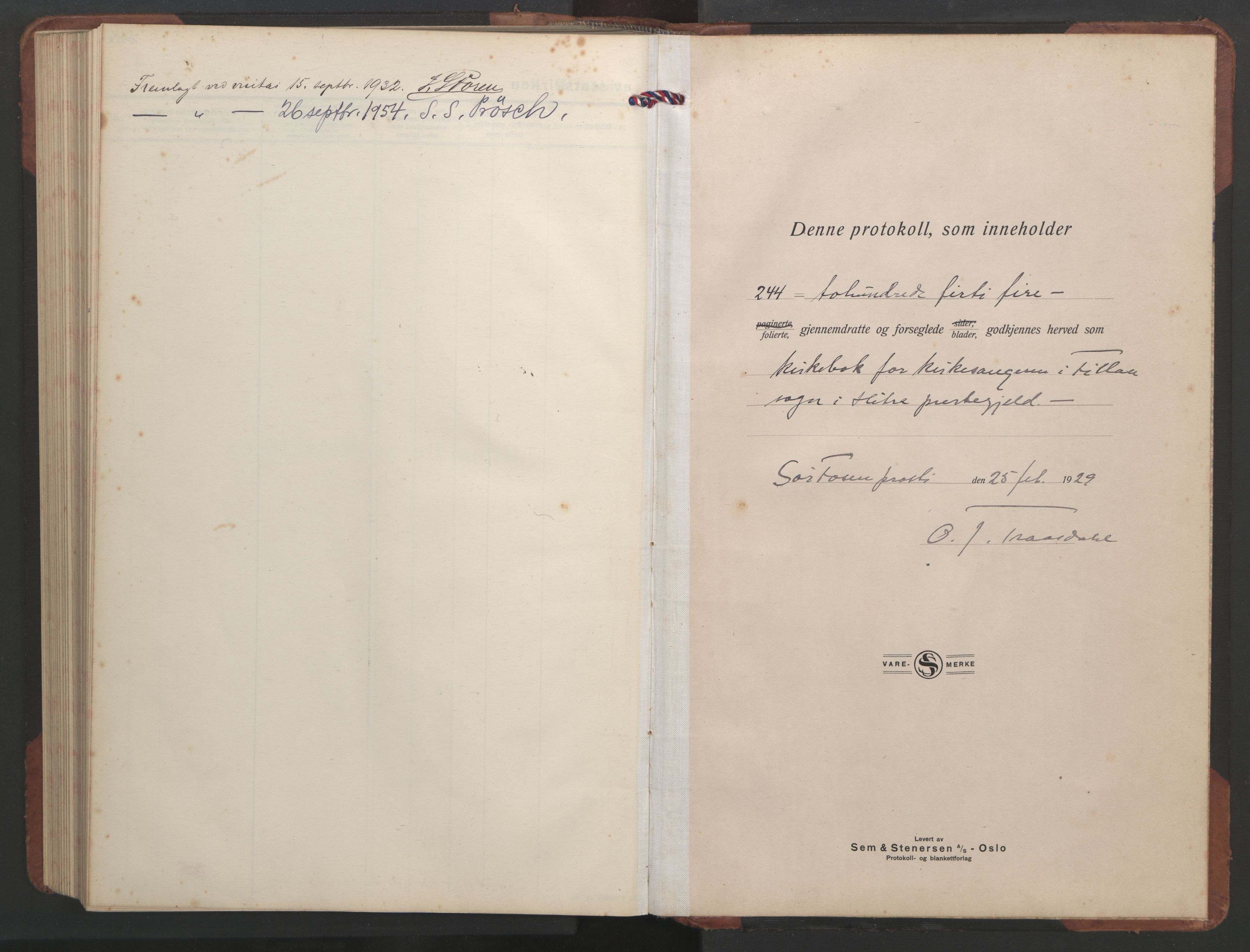 Ministerialprotokoller, klokkerbøker og fødselsregistre - Sør-Trøndelag, SAT/A-1456/637/L0564: Parish register (copy) no. 637C05, 1928-1968, p. 244