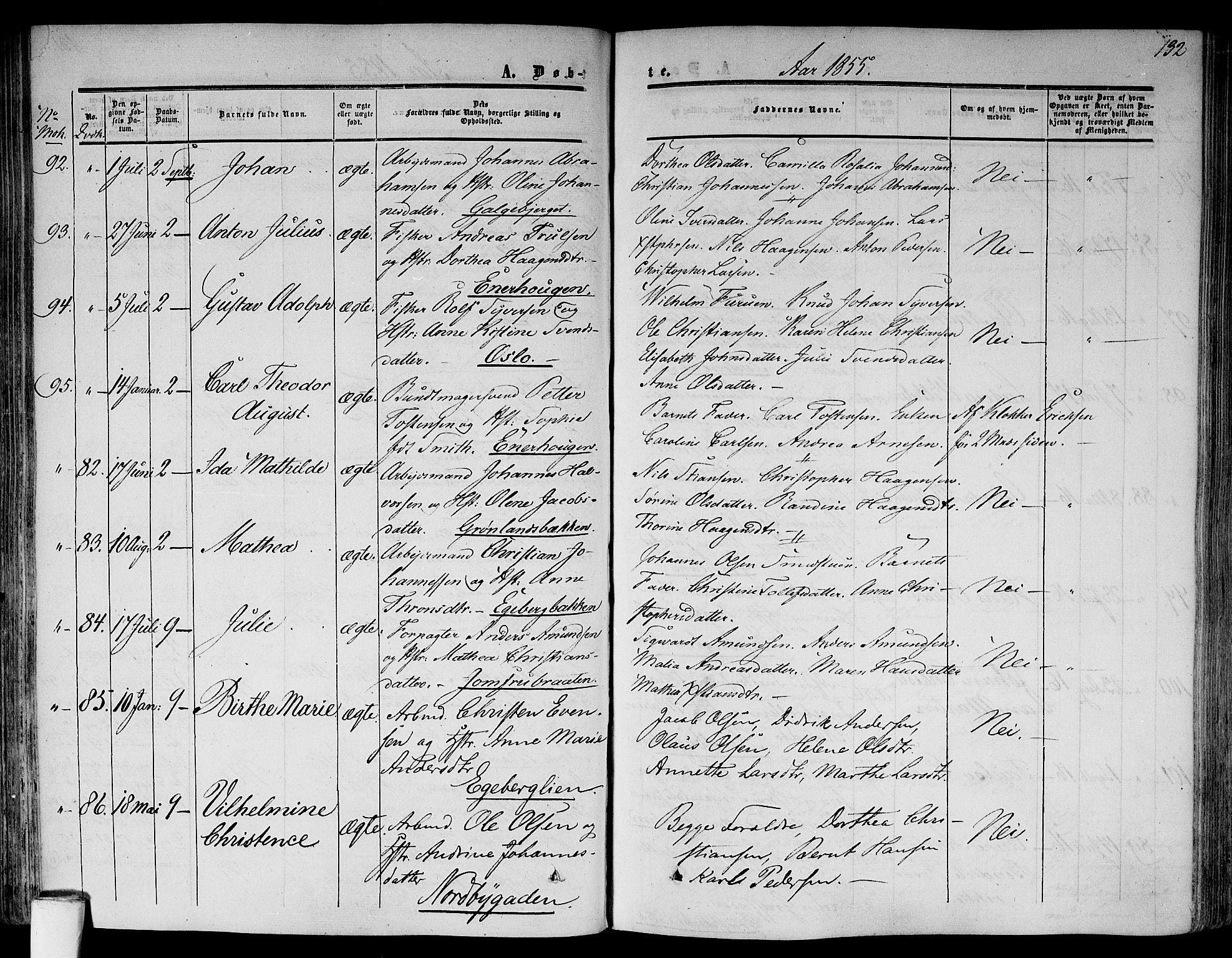 Gamlebyen prestekontor Kirkebøker, SAO/A-10884/F/Fa/L0004: Parish register (official) no. 4, 1850-1857, p. 132