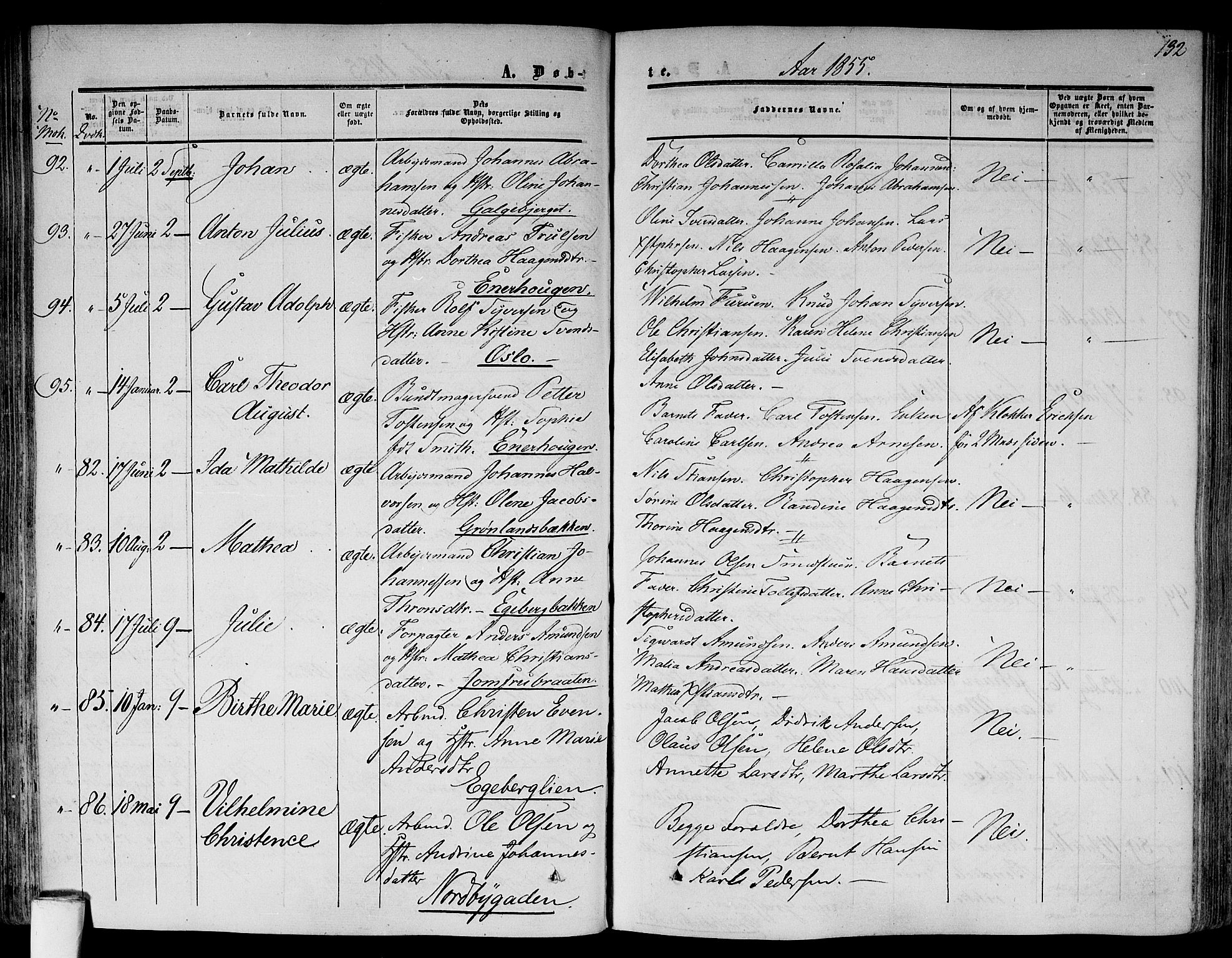 Gamlebyen prestekontor Kirkebøker, AV/SAO-A-10884/F/Fa/L0004: Parish register (official) no. 4, 1850-1857, p. 132