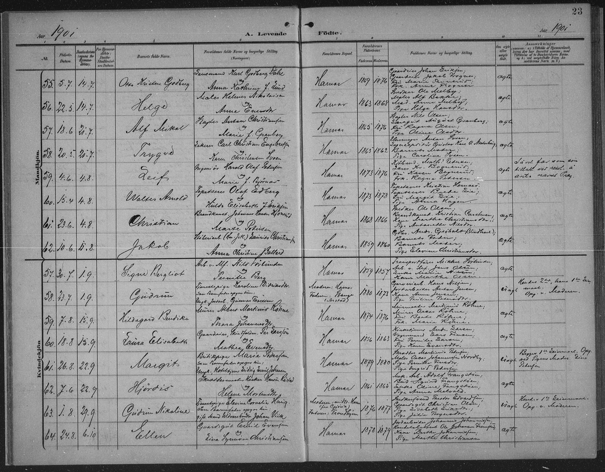 Hamar prestekontor, AV/SAH-DOMPH-002/H/Ha/Haa/L0001: Parish register (official) no. 1, 1900-1914, p. 23