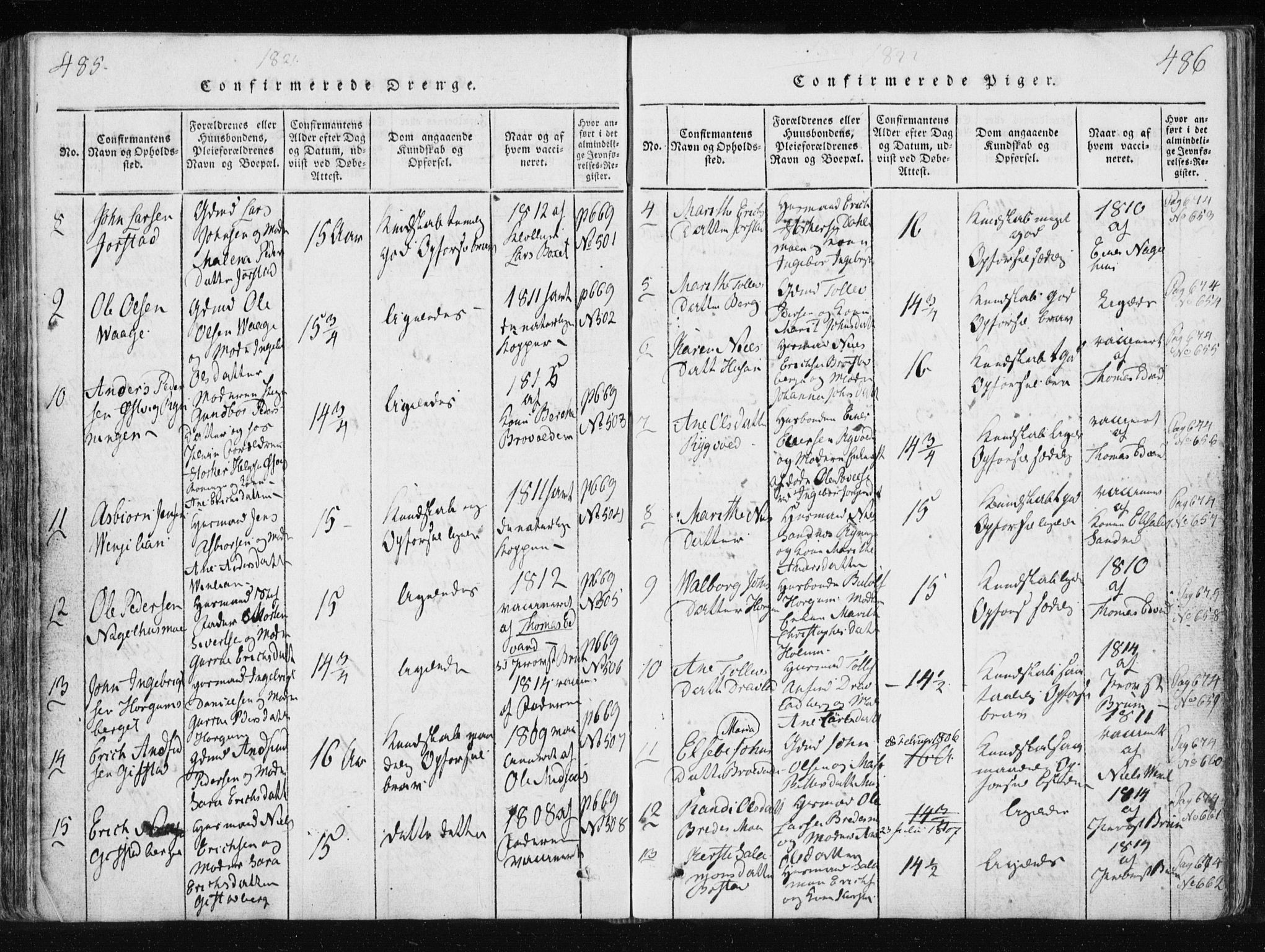 Ministerialprotokoller, klokkerbøker og fødselsregistre - Nord-Trøndelag, SAT/A-1458/749/L0469: Parish register (official) no. 749A03, 1817-1857, p. 485-486