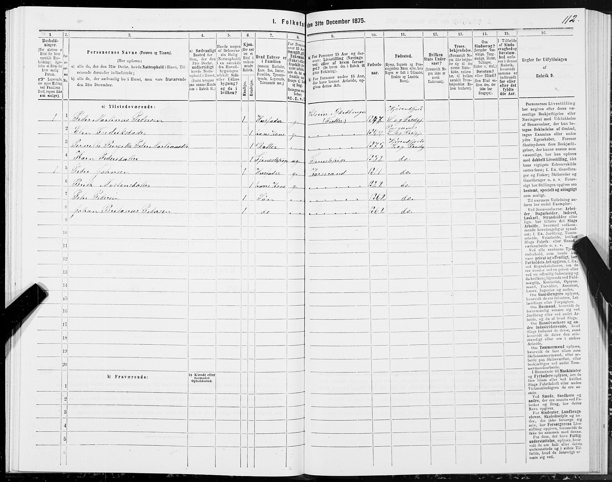 SAT, 1875 census for 1522P Hjørundfjord, 1875, p. 2112