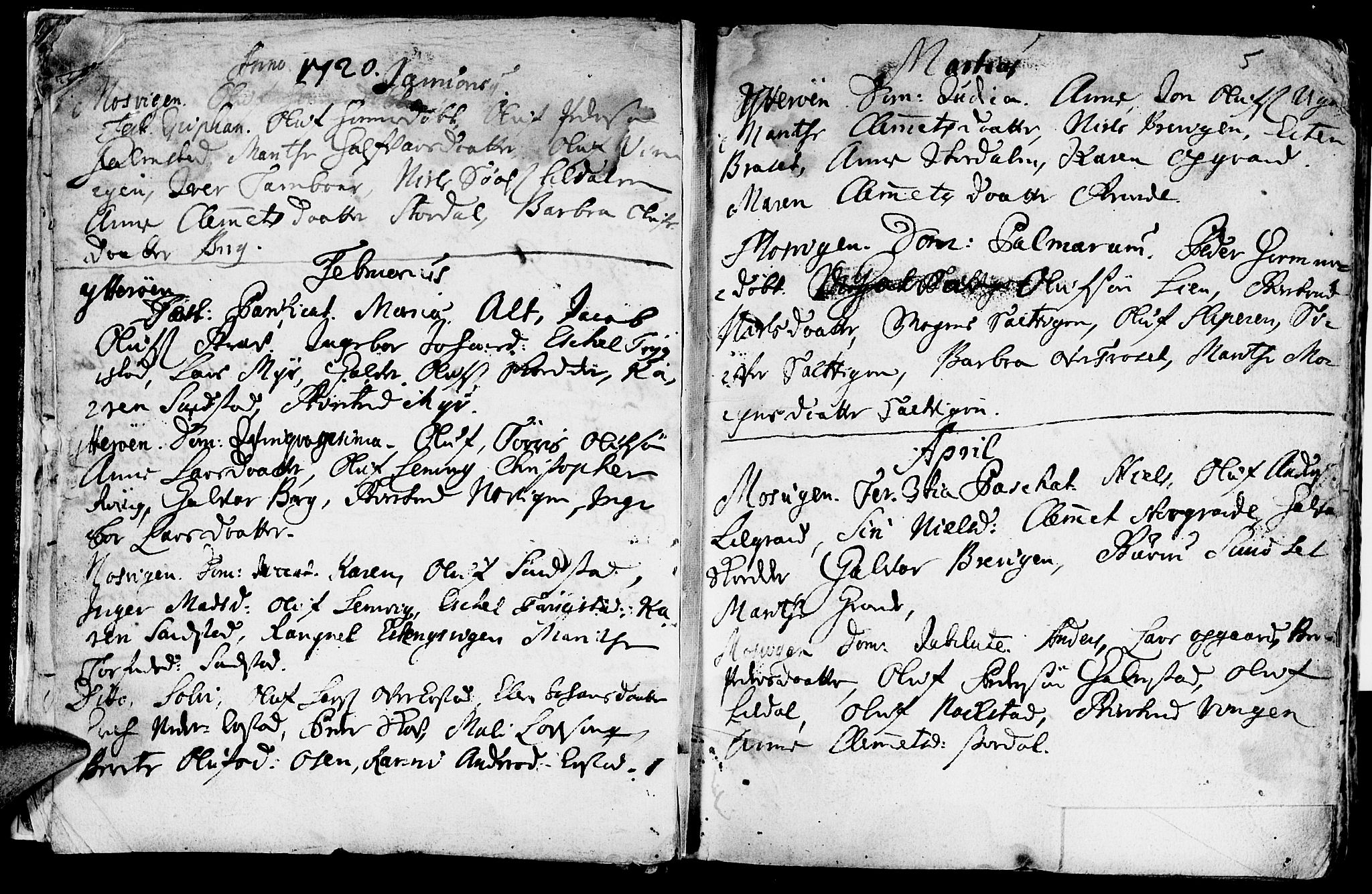 Ministerialprotokoller, klokkerbøker og fødselsregistre - Nord-Trøndelag, AV/SAT-A-1458/722/L0215: Parish register (official) no. 722A02, 1718-1755, p. 5