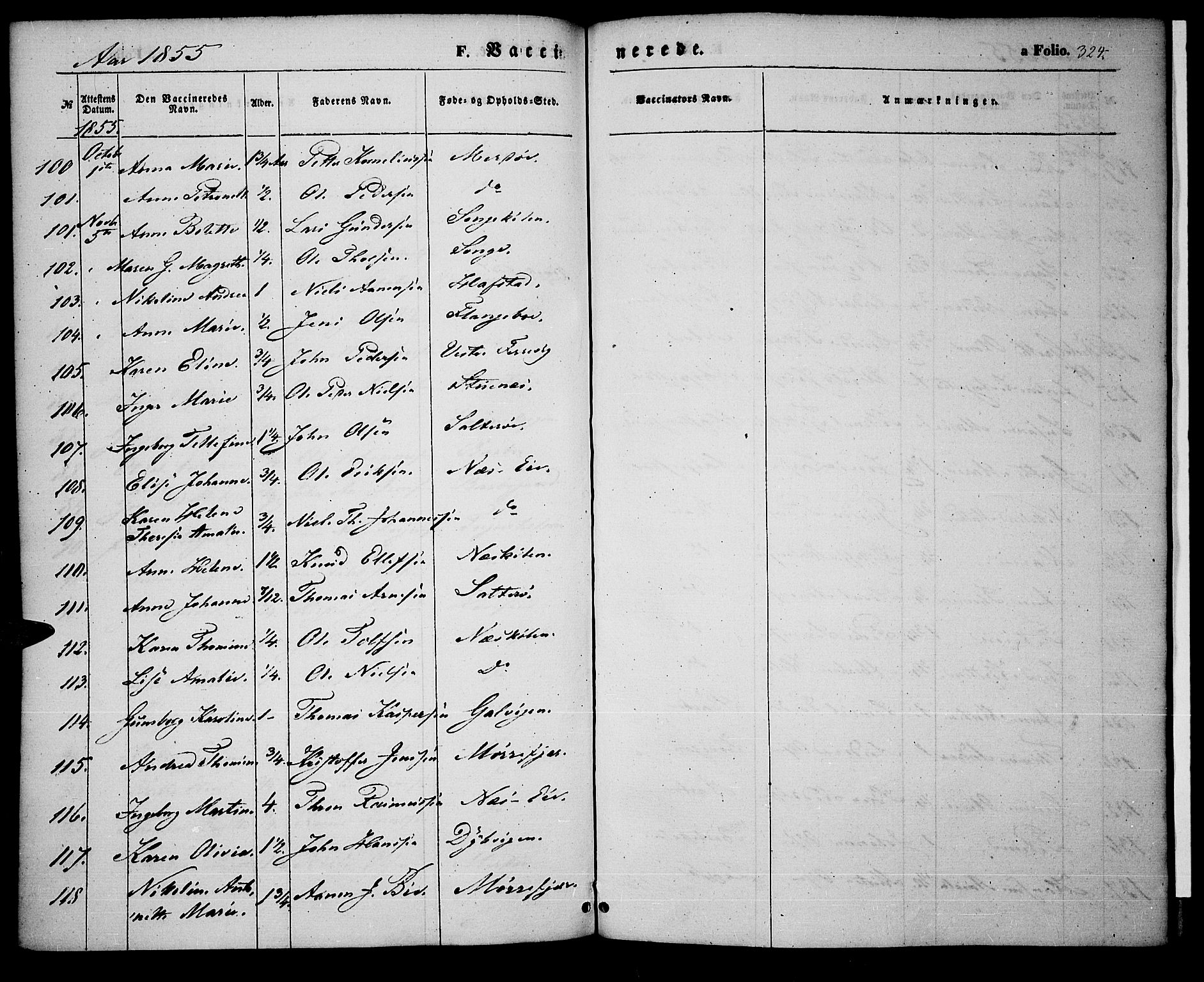 Tromøy sokneprestkontor, AV/SAK-1111-0041/F/Fa/L0005: Parish register (official) no. A 5, 1847-1856, p. 324