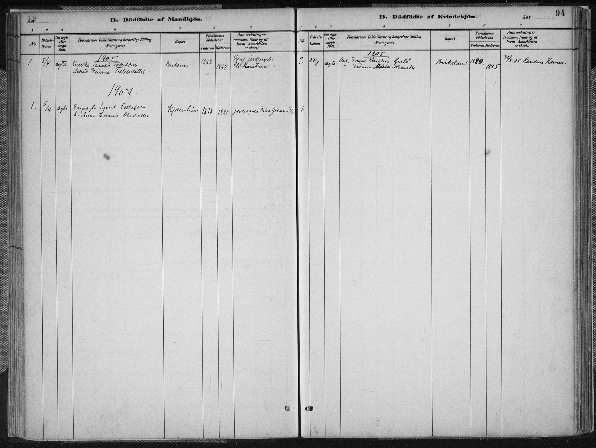 Birkenes sokneprestkontor, AV/SAK-1111-0004/F/Fa/L0005: Parish register (official) no. A 5, 1887-1907, p. 94