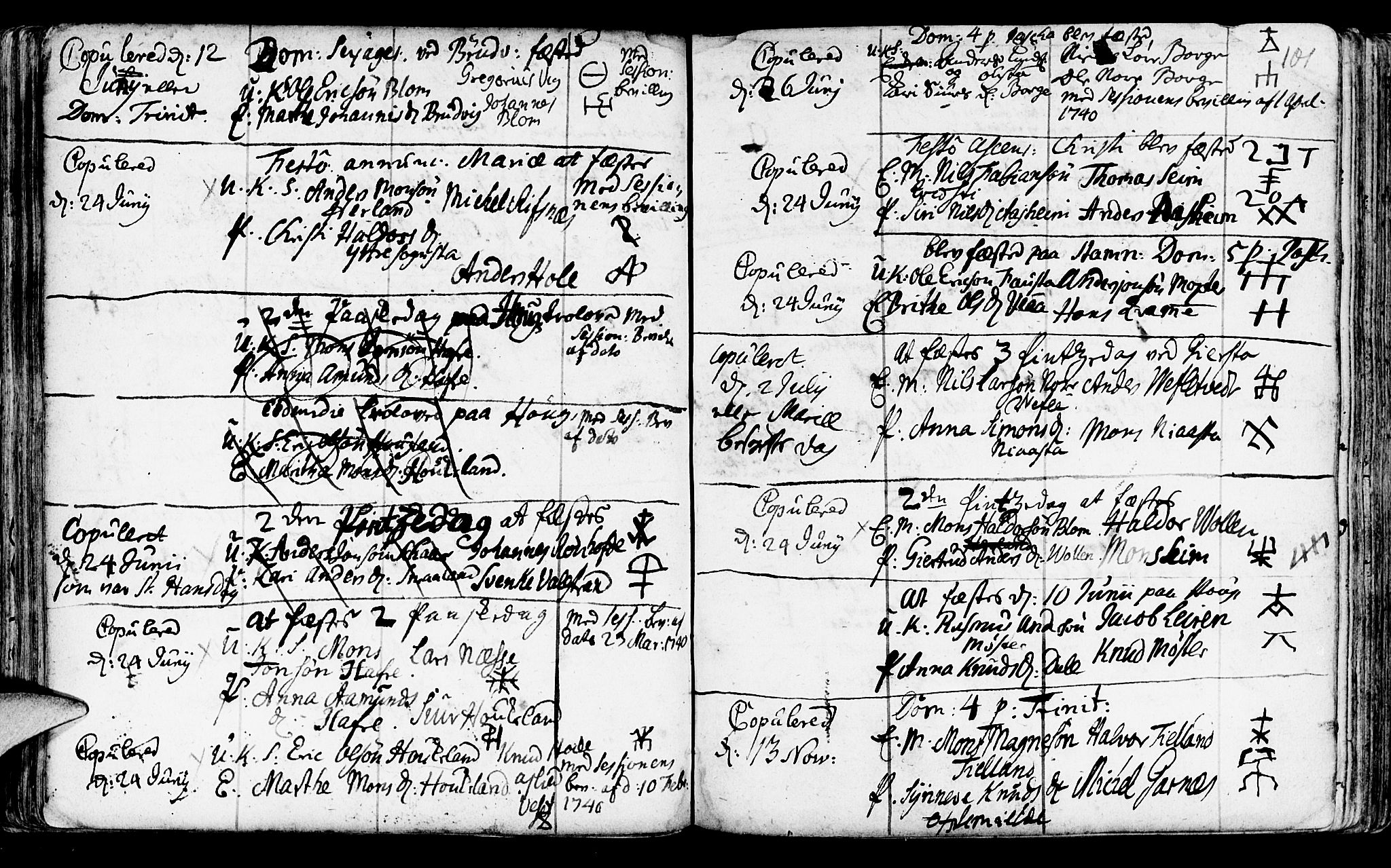 Haus sokneprestembete, AV/SAB-A-75601/H/Haa: Parish register (official) no. A 5, 1733-1747, p. 101