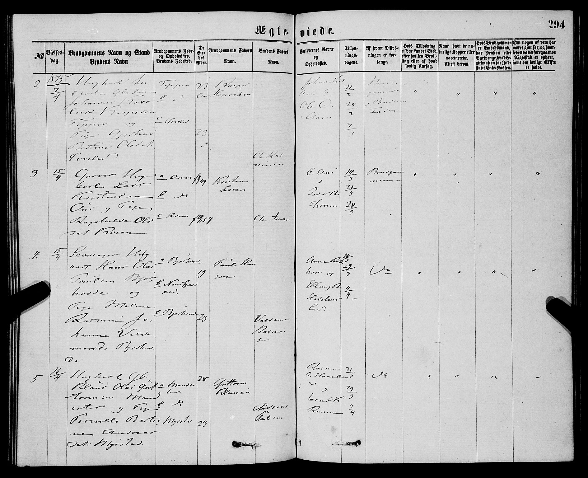 Eid sokneprestembete, AV/SAB-A-82301/H/Haa/Haaa/L0010: Parish register (official) no. A 10, 1867-1878, p. 294