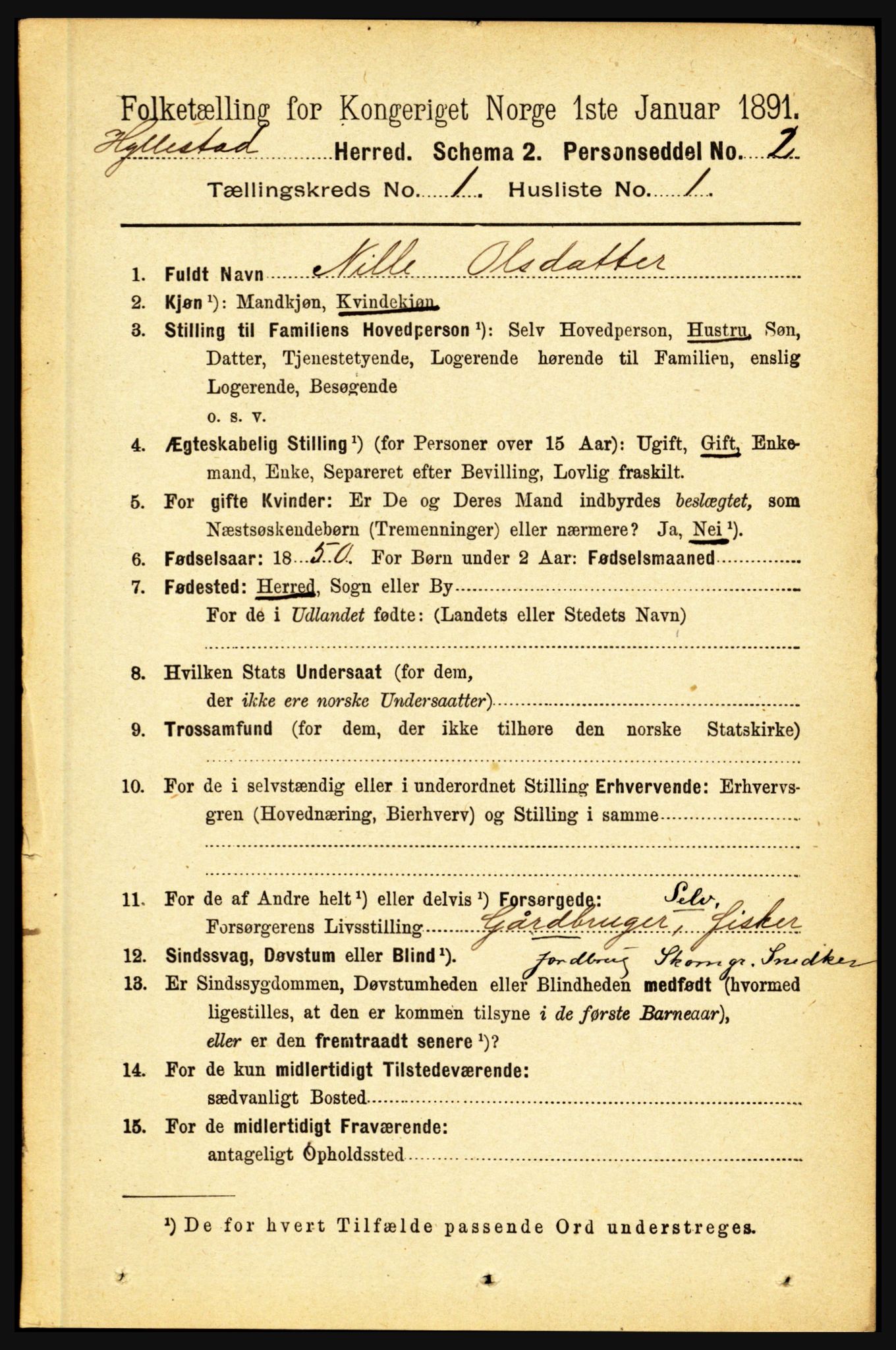 RA, 1891 census for 1413 Hyllestad, 1891, p. 55