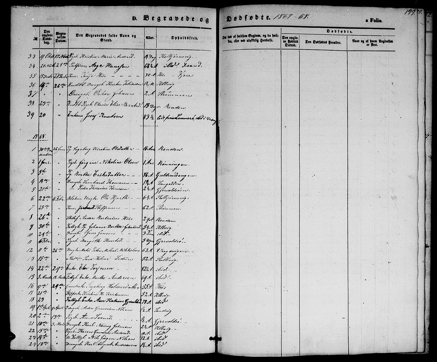 Hisøy sokneprestkontor, SAK/1111-0020/F/Fb/L0001: Parish register (copy) no. B 1, 1849-1872, p. 199