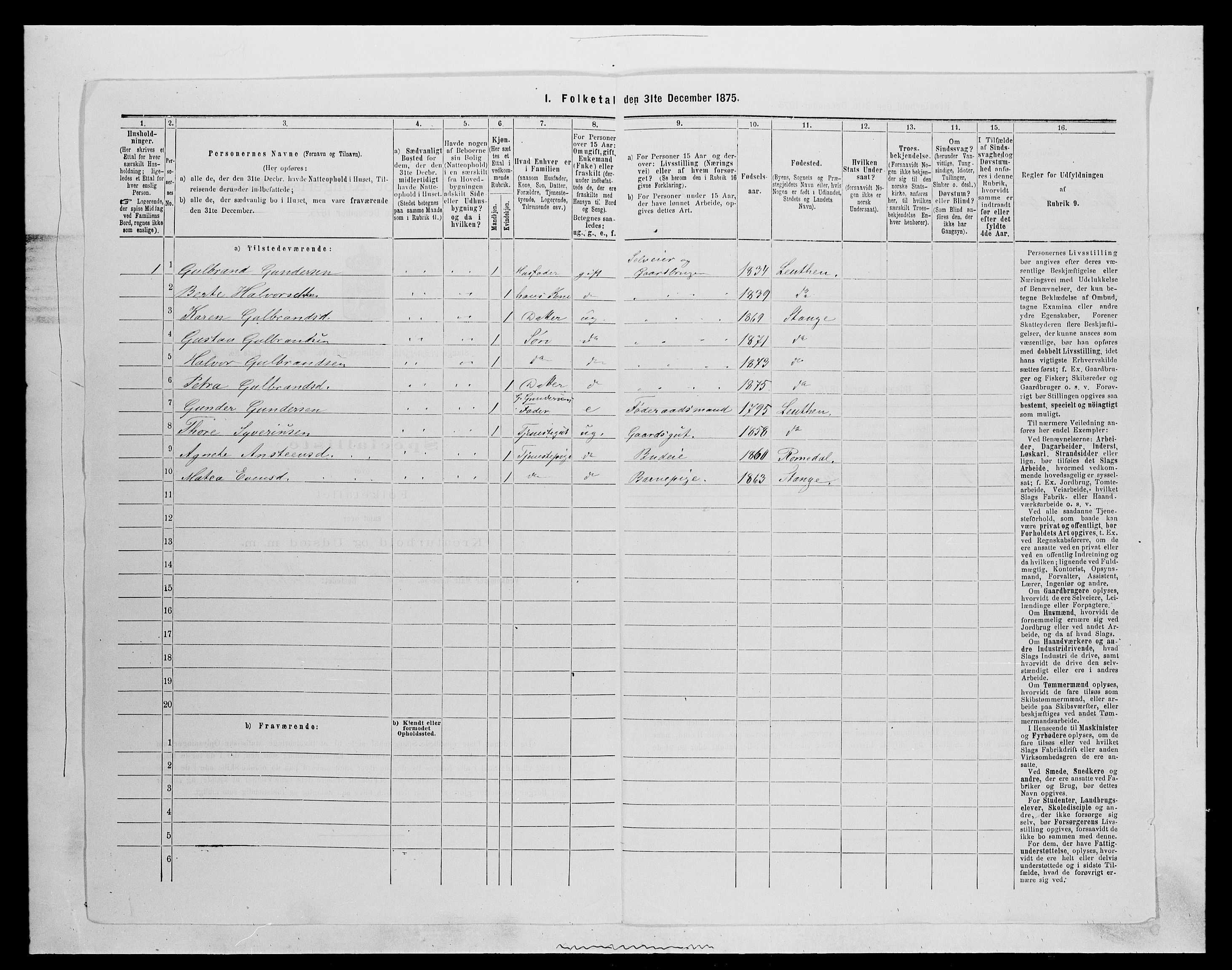 SAH, 1875 census for 0417P Stange, 1875, p. 1282