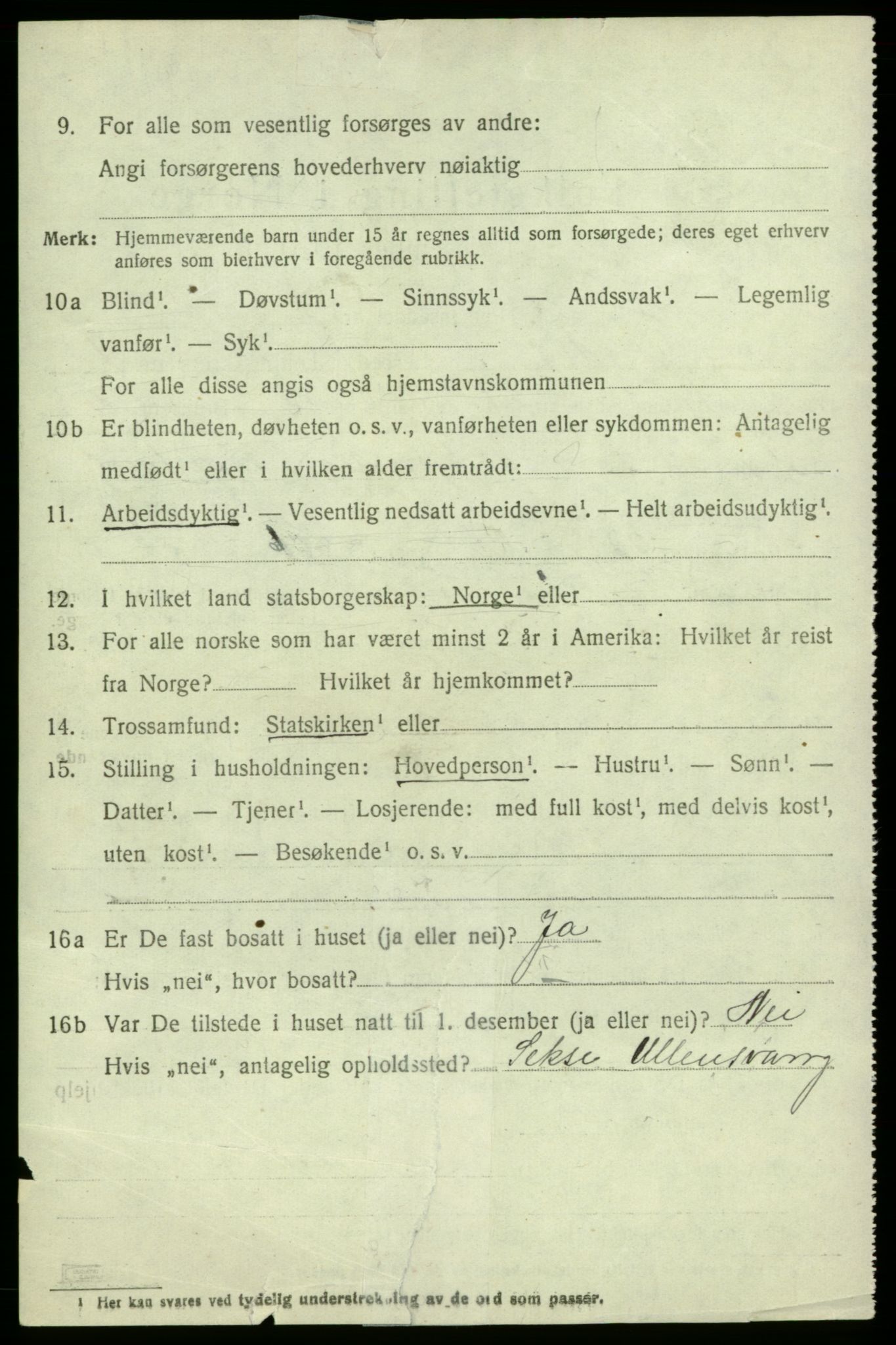 SAB, 1920 census for Jondal, 1920, p. 845