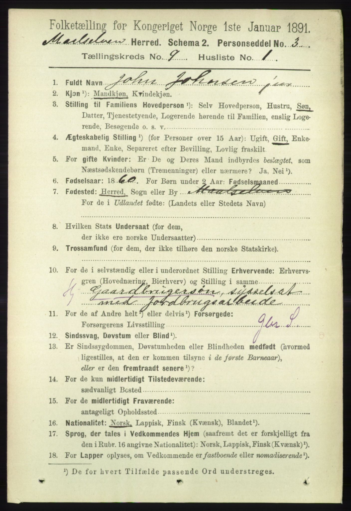 RA, 1891 census for 1924 Målselv, 1891, p. 2744