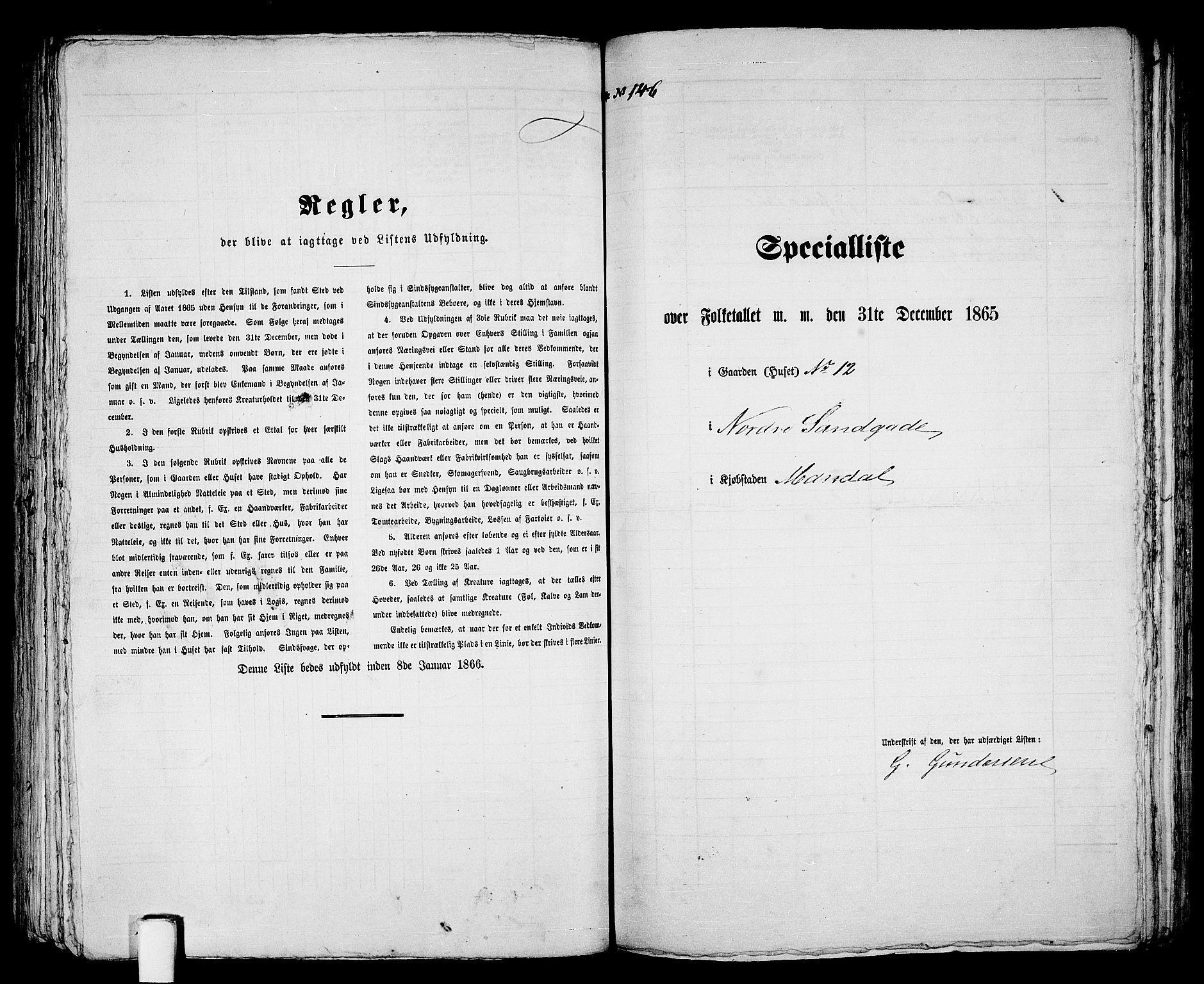 RA, 1865 census for Mandal/Mandal, 1865, p. 294