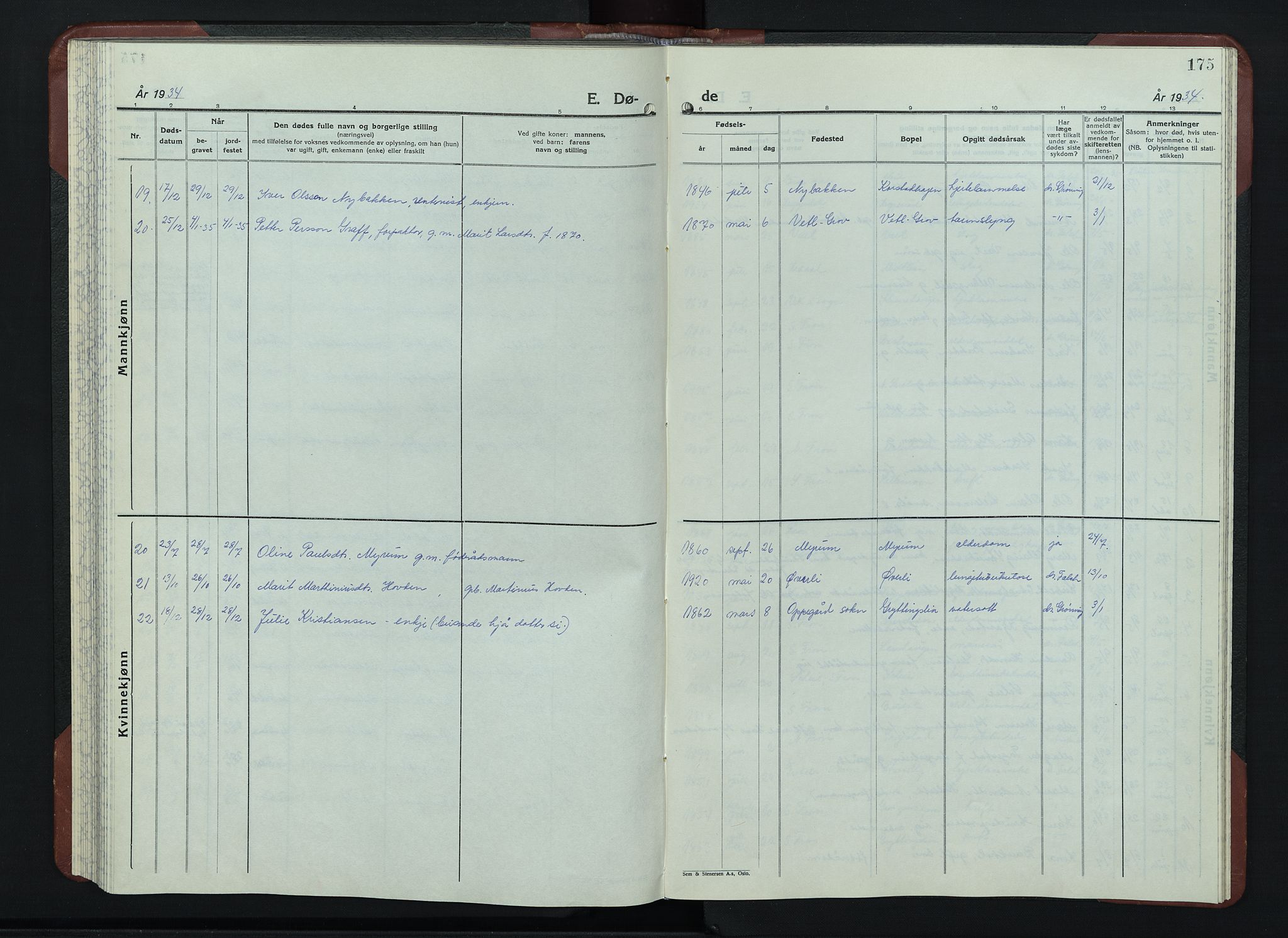 Sør-Fron prestekontor, AV/SAH-PREST-010/H/Ha/Hab/L0006: Parish register (copy) no. 6, 1933-1948, p. 175