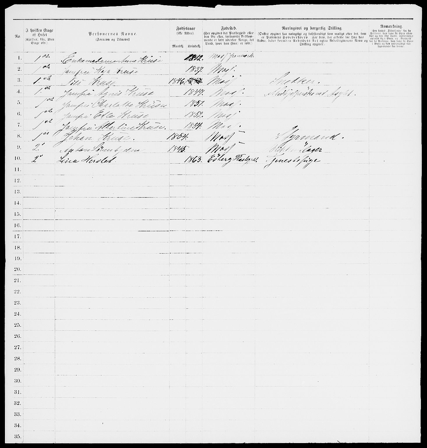 RA, 1885 census for 0104 Moss, 1885, p. 13