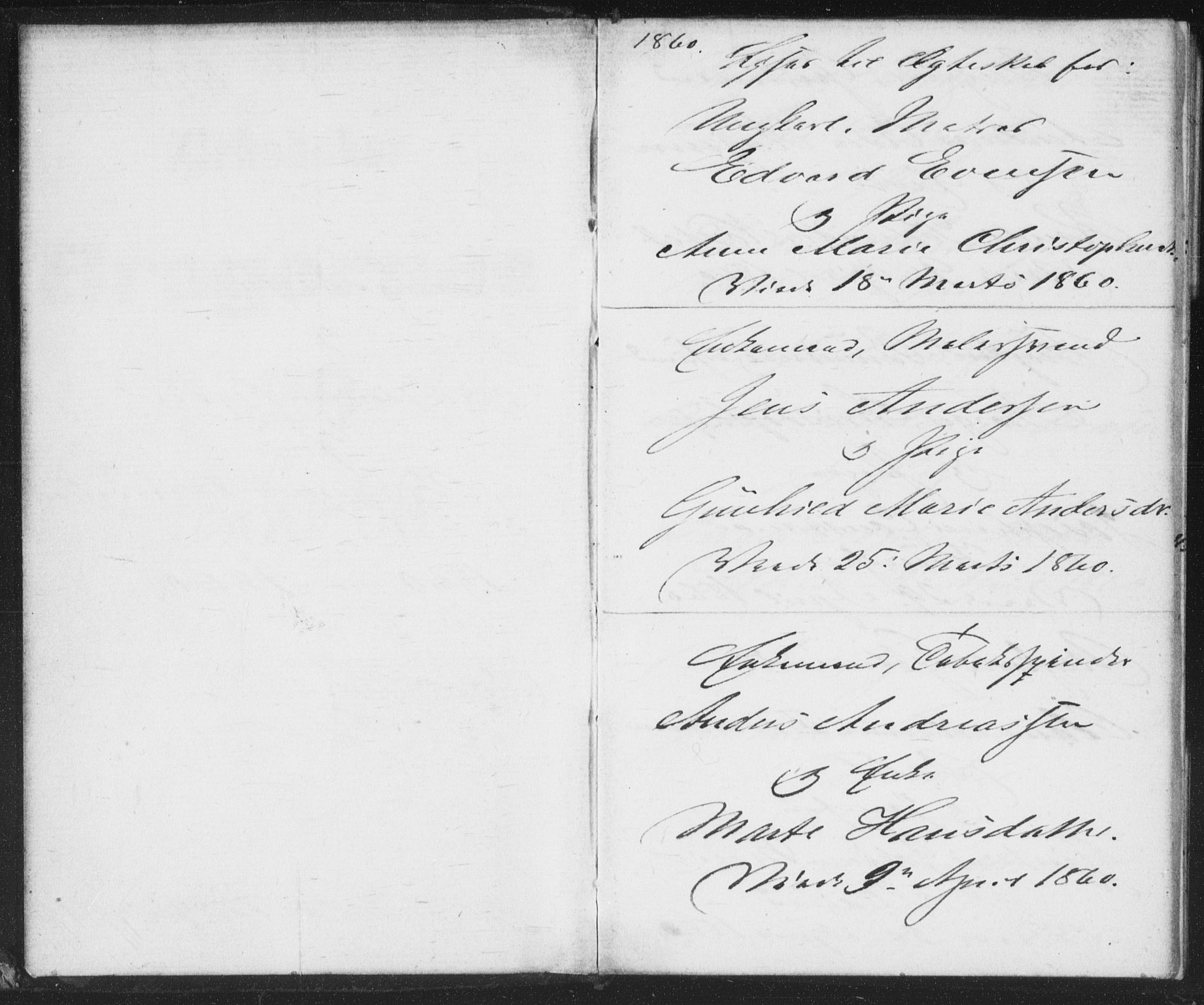 Bragernes kirkebøker, SAKO/A-6/H/Ha/L0004: Banns register no. 4, 1860-1866