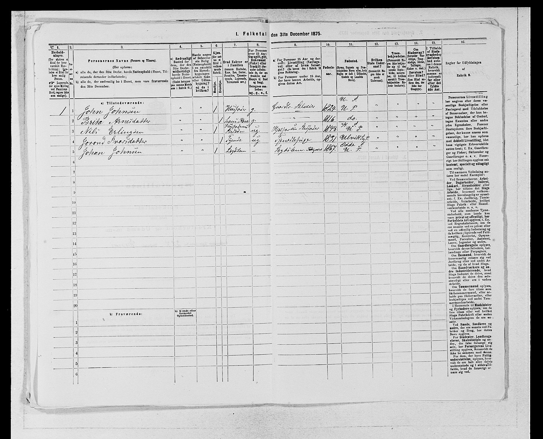 SAB, 1875 census for 1230P Ullensvang, 1875, p. 1585