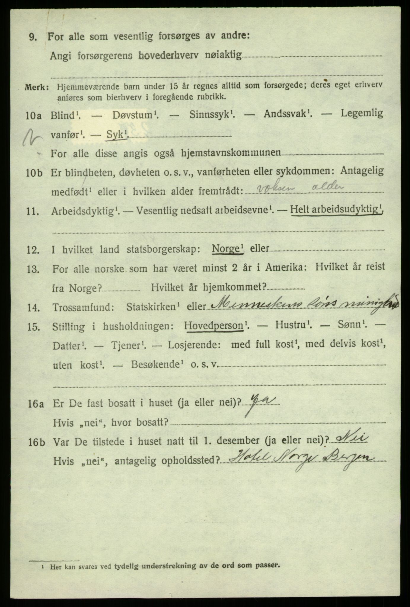 SAB, 1920 census for Alversund, 1920, p. 5299