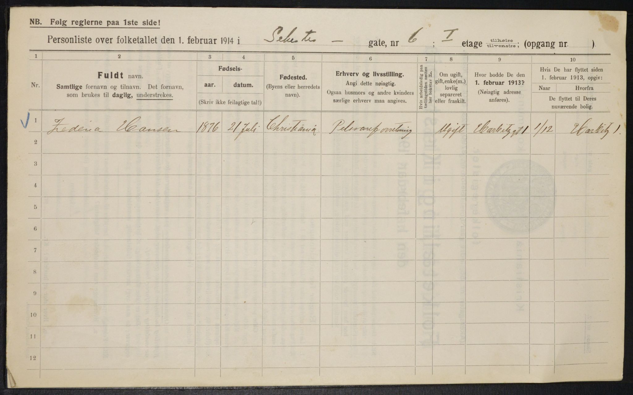 OBA, Municipal Census 1914 for Kristiania, 1914, p. 93623