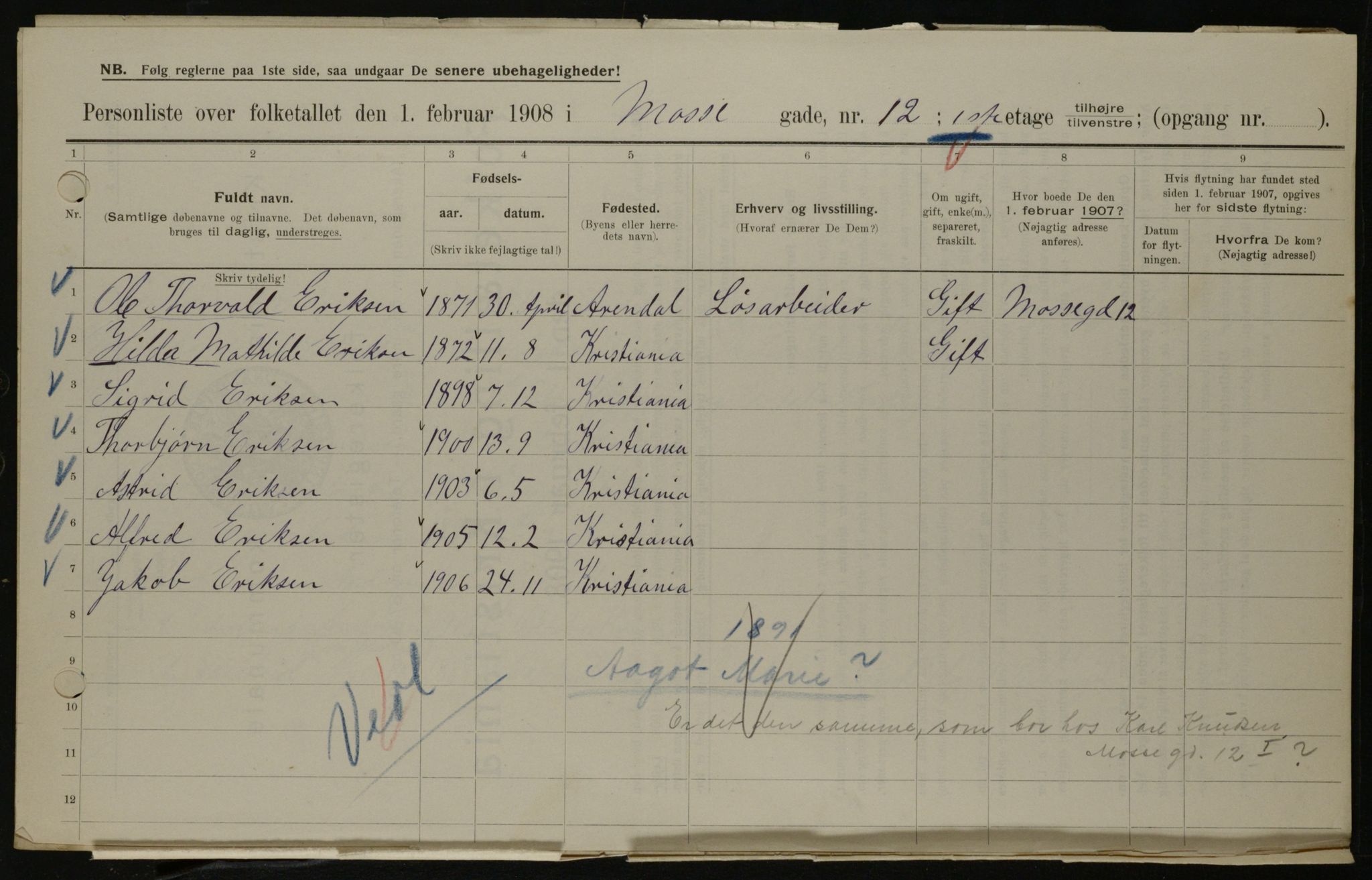 OBA, Municipal Census 1908 for Kristiania, 1908, p. 59074