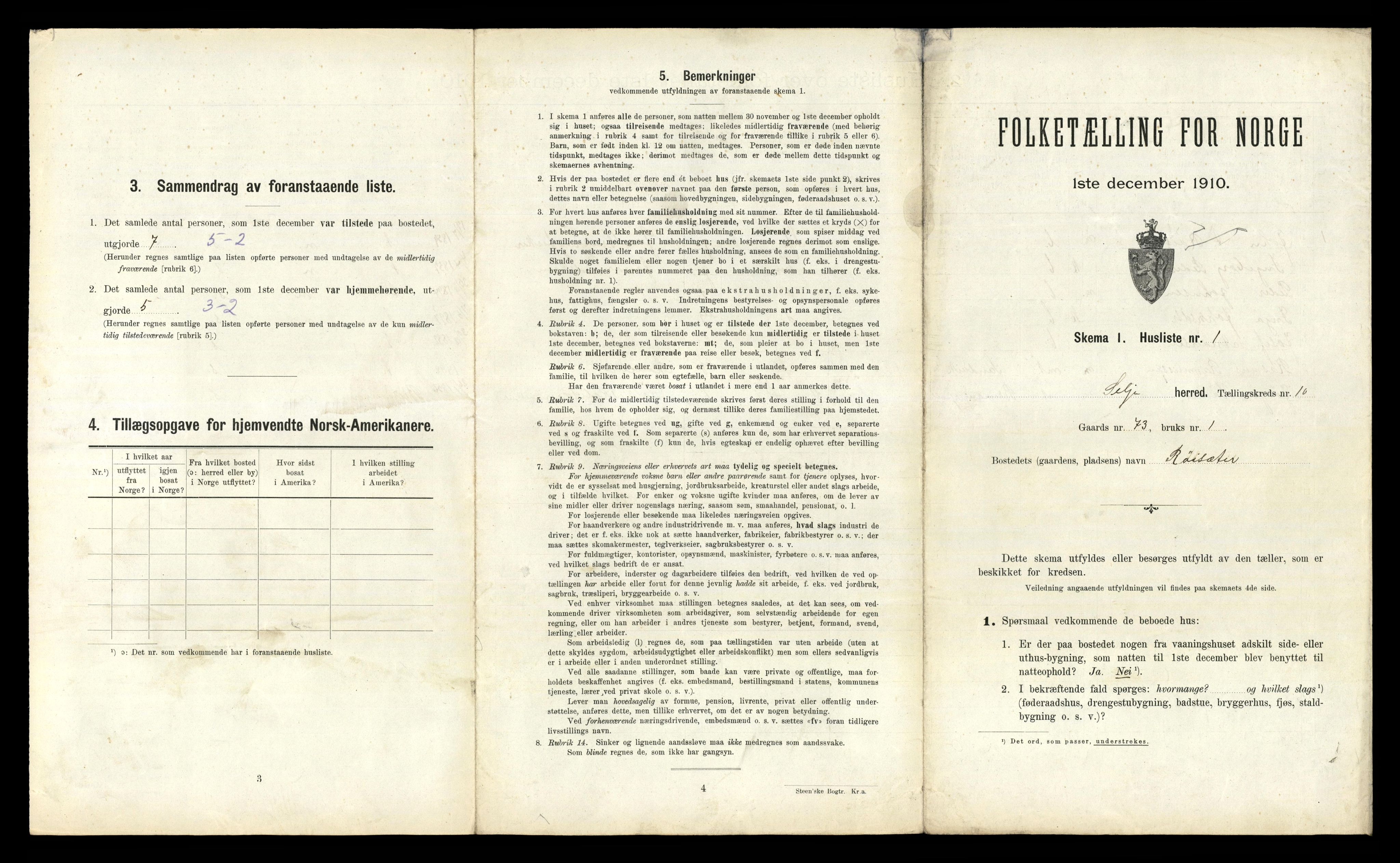 RA, 1910 census for Selje, 1910, p. 870