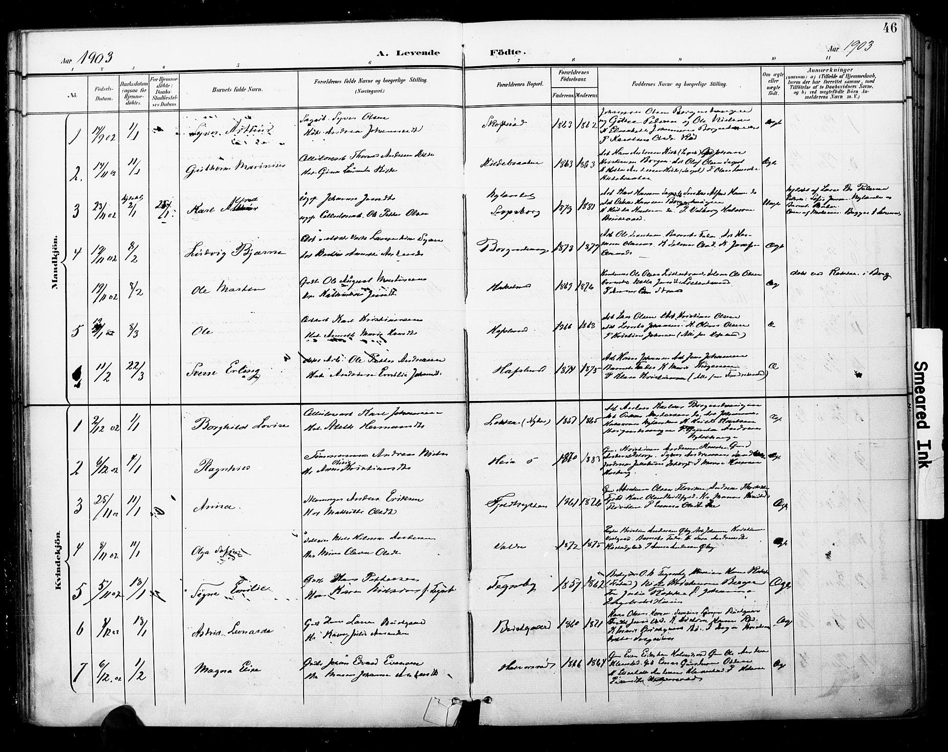 Skjeberg prestekontor Kirkebøker, SAO/A-10923/F/Fa/L0010: Parish register (official) no. I 10, 1898-1911, p. 46