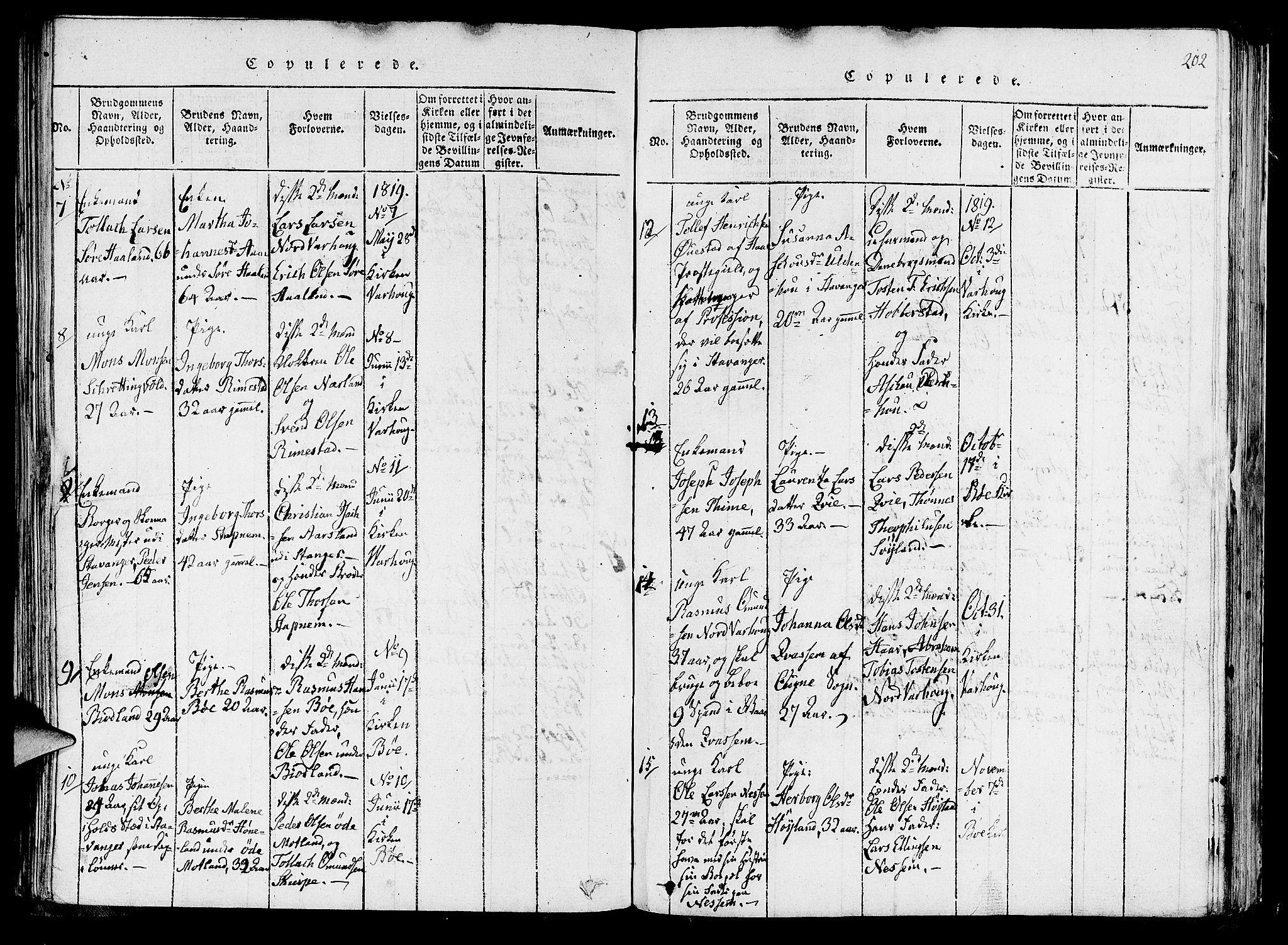 Hå sokneprestkontor, SAST/A-101801/001/30BA/L0003: Parish register (official) no. A 3, 1815-1825, p. 202