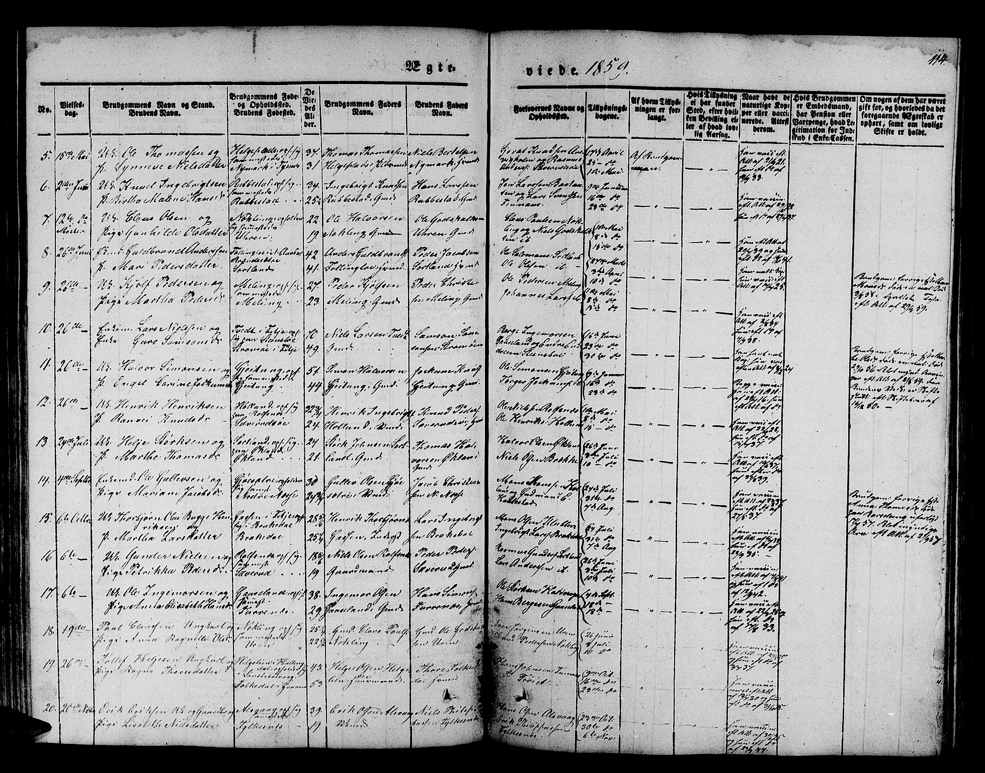 Finnås sokneprestembete, SAB/A-99925/H/Ha/Hab/Habb/L0001: Parish register (copy) no. B 1, 1851-1870, p. 114