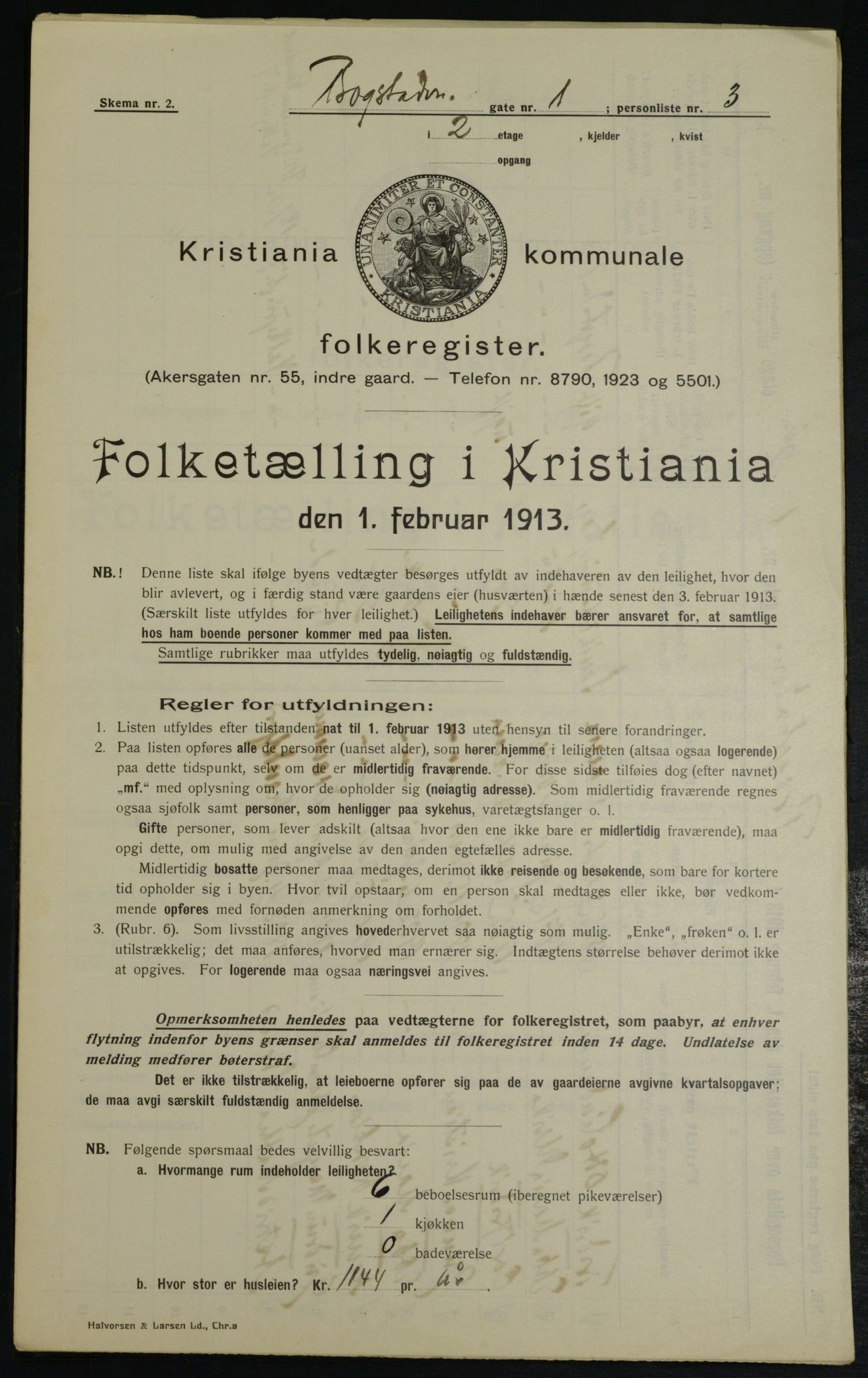 OBA, Municipal Census 1913 for Kristiania, 1913, p. 6655