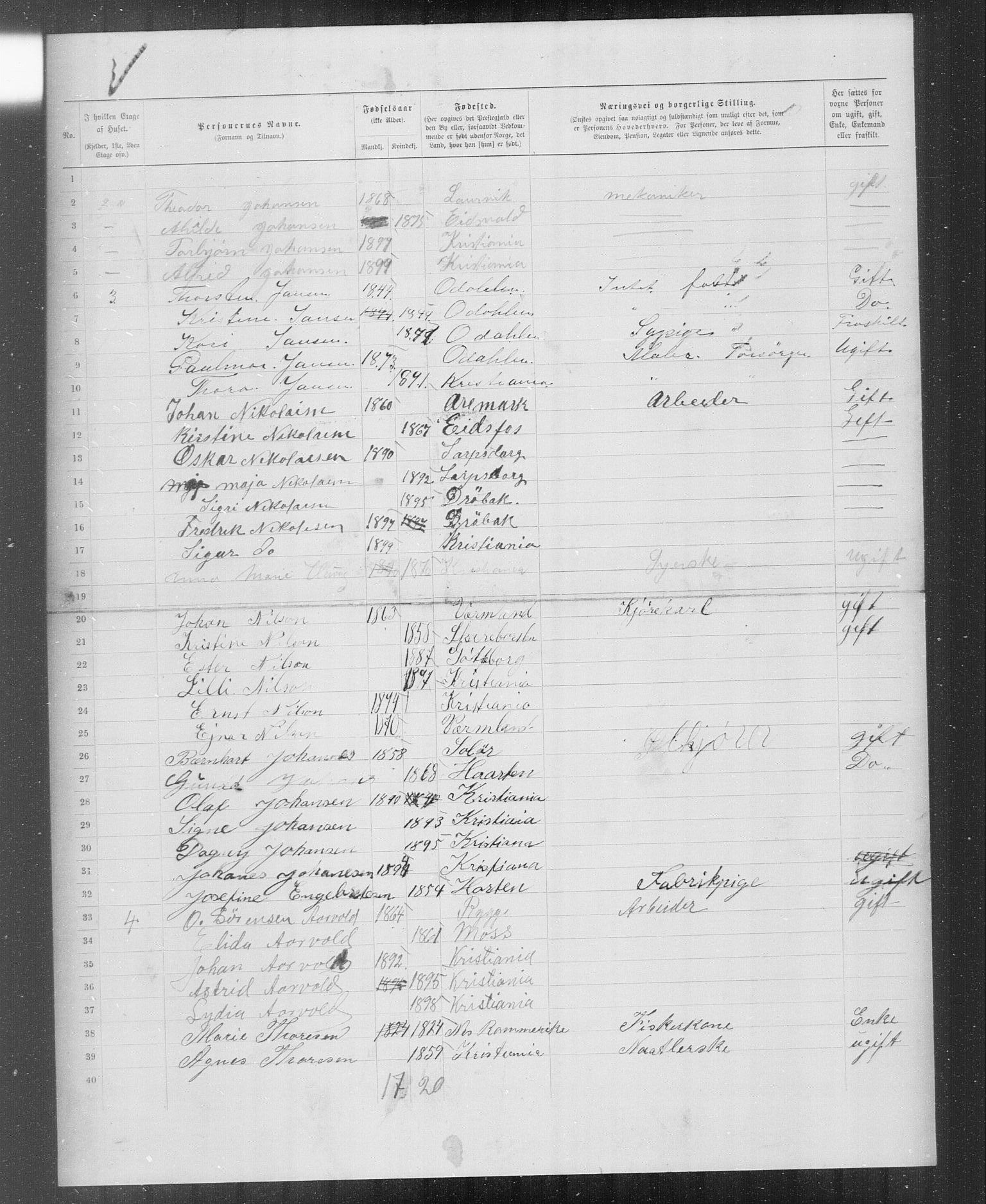 OBA, Municipal Census 1899 for Kristiania, 1899, p. 6397