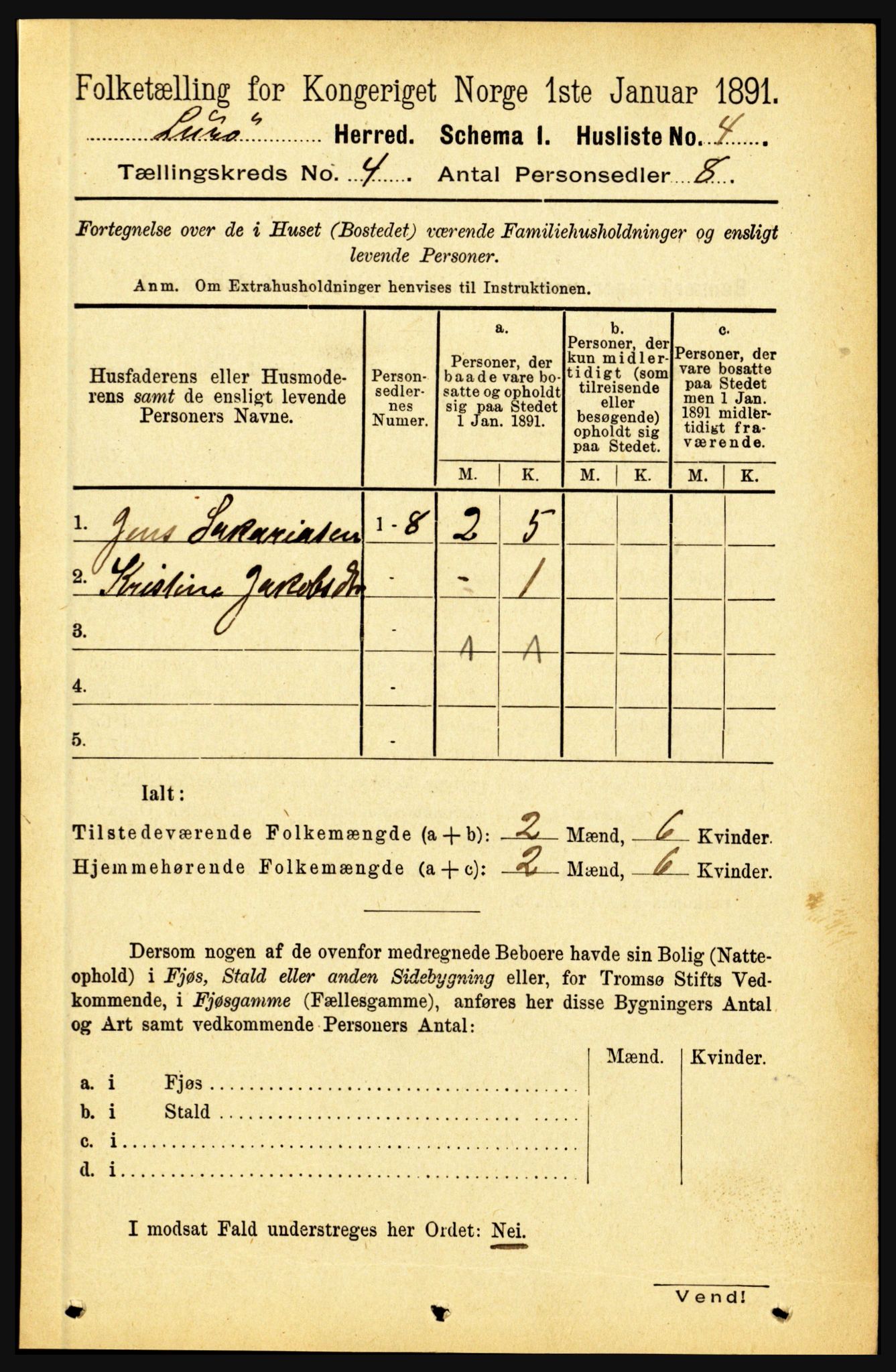 RA, 1891 census for 1834 Lurøy, 1891, p. 1941