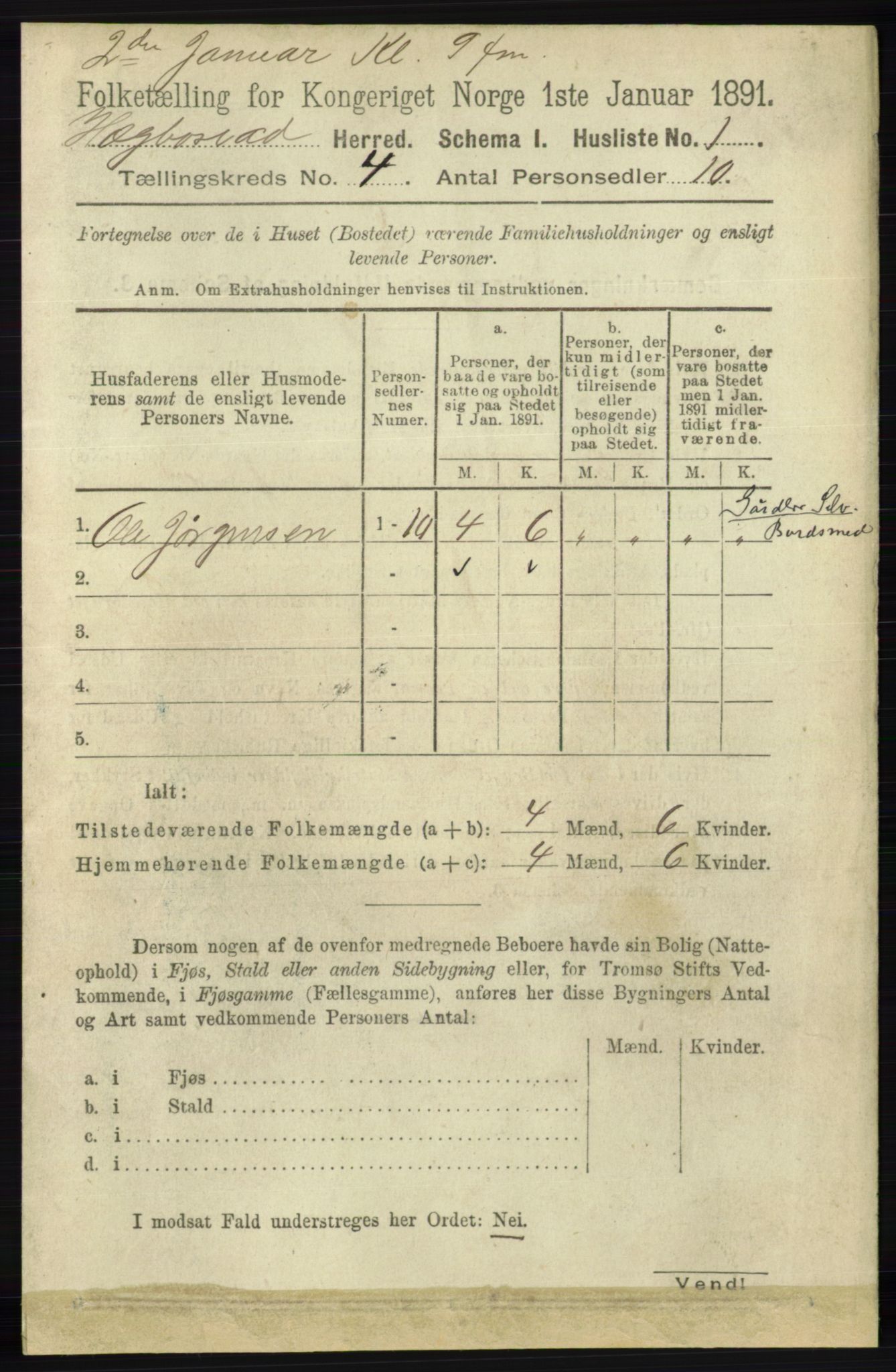 RA, 1891 census for 1034 Hægebostad, 1891, p. 1145