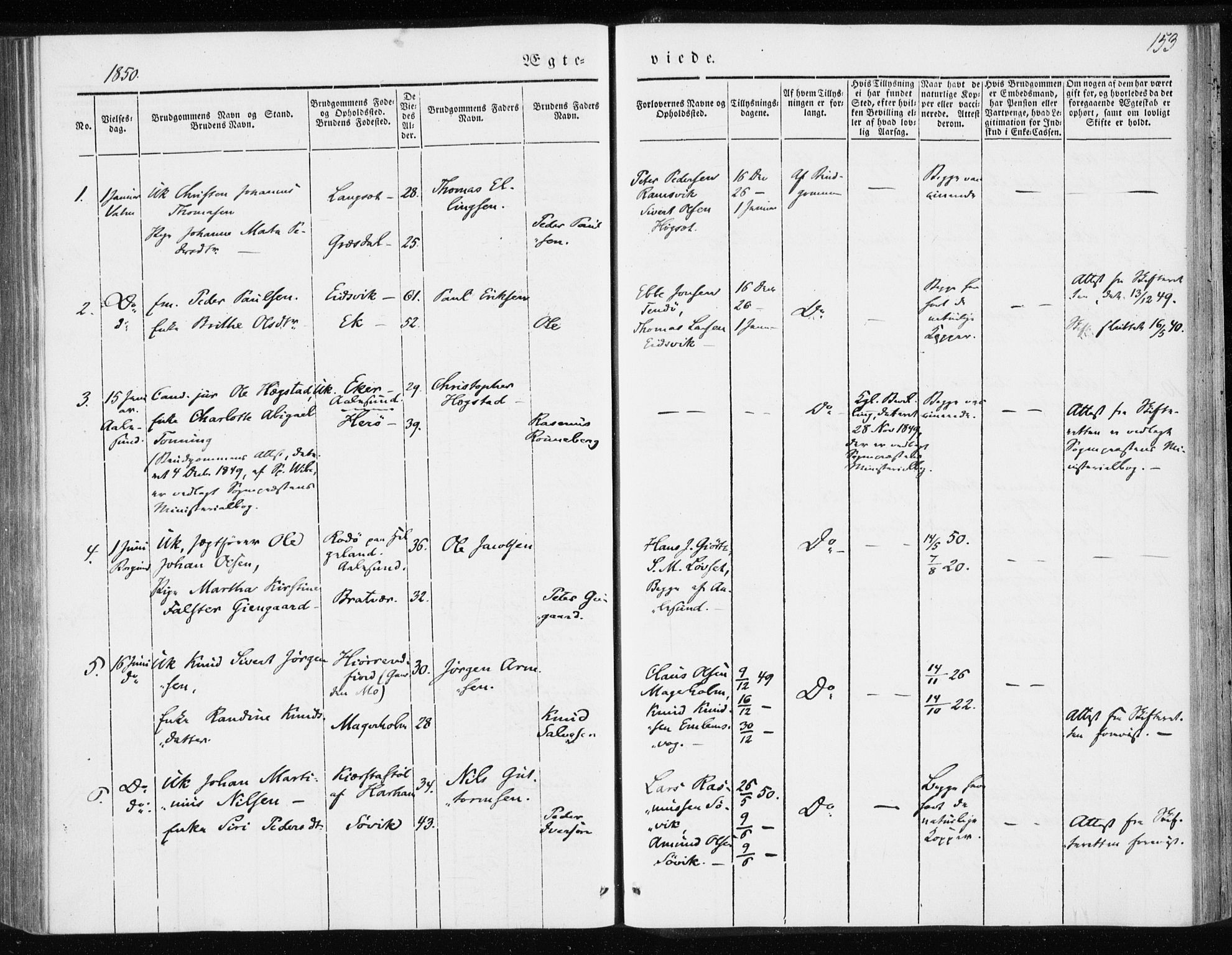 Ministerialprotokoller, klokkerbøker og fødselsregistre - Møre og Romsdal, AV/SAT-A-1454/528/L0415: Curate's parish register no. 528B03, 1843-1852, p. 153